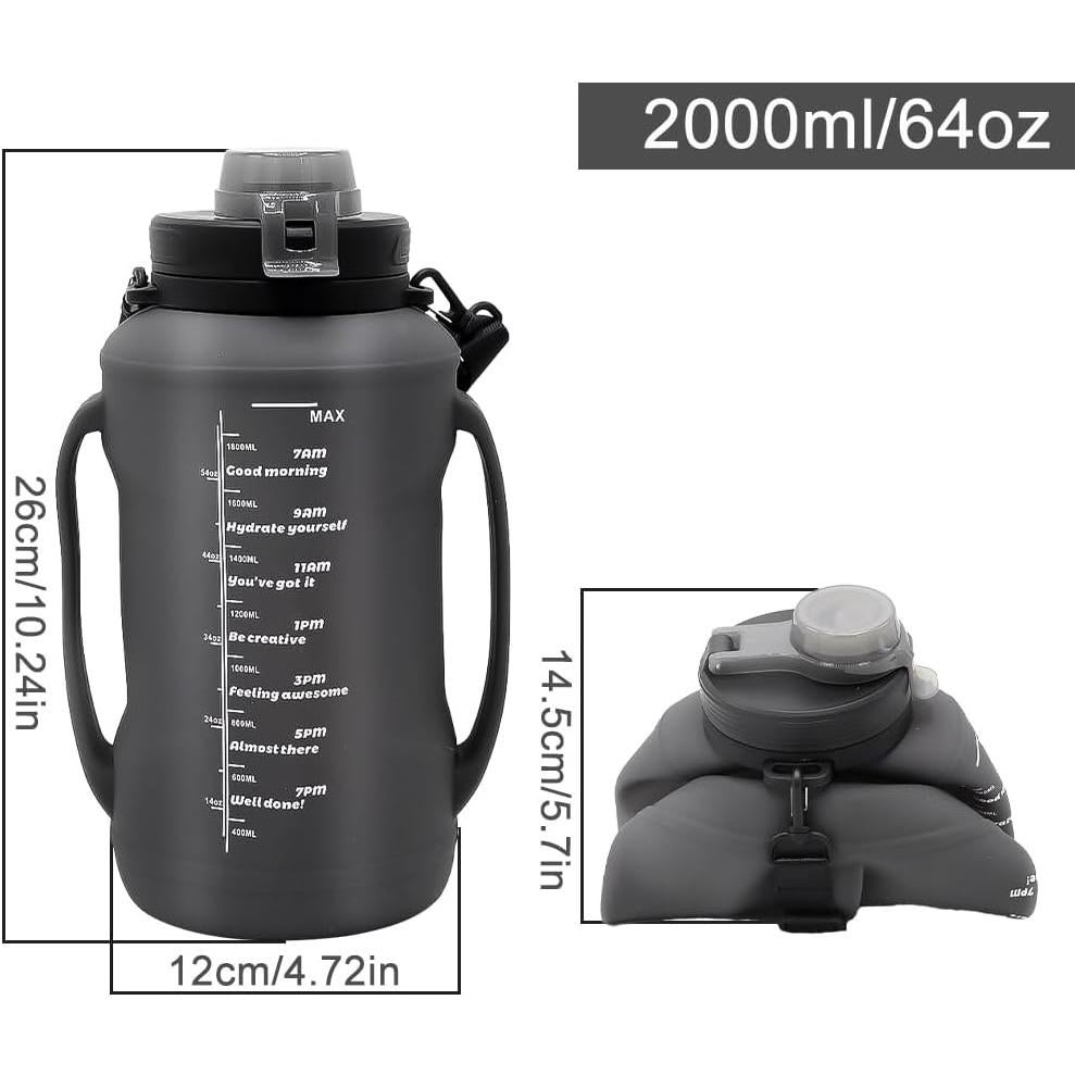 Botella de Agua Plegable LELExilan 1.89L Silicona Negra