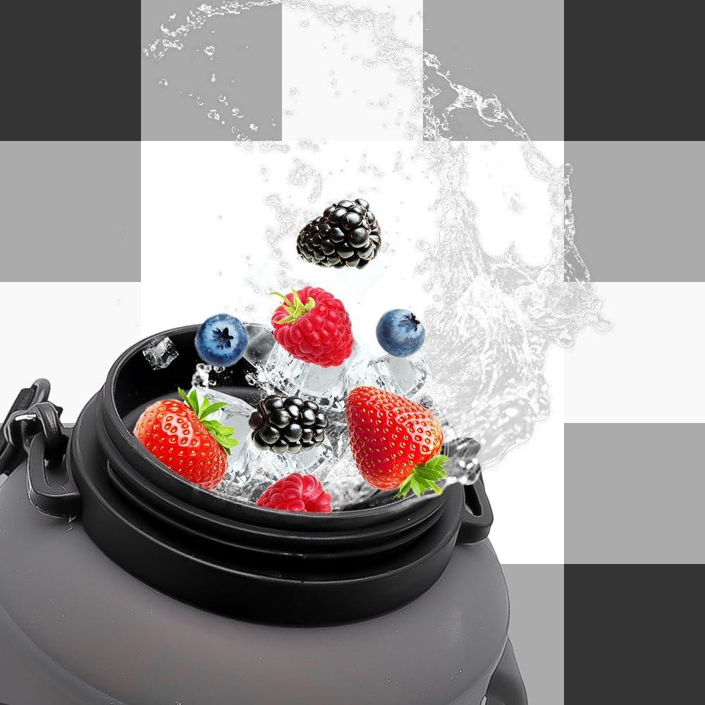 Botella de Agua Plegable LELExilan 1.89L Silicona Negra