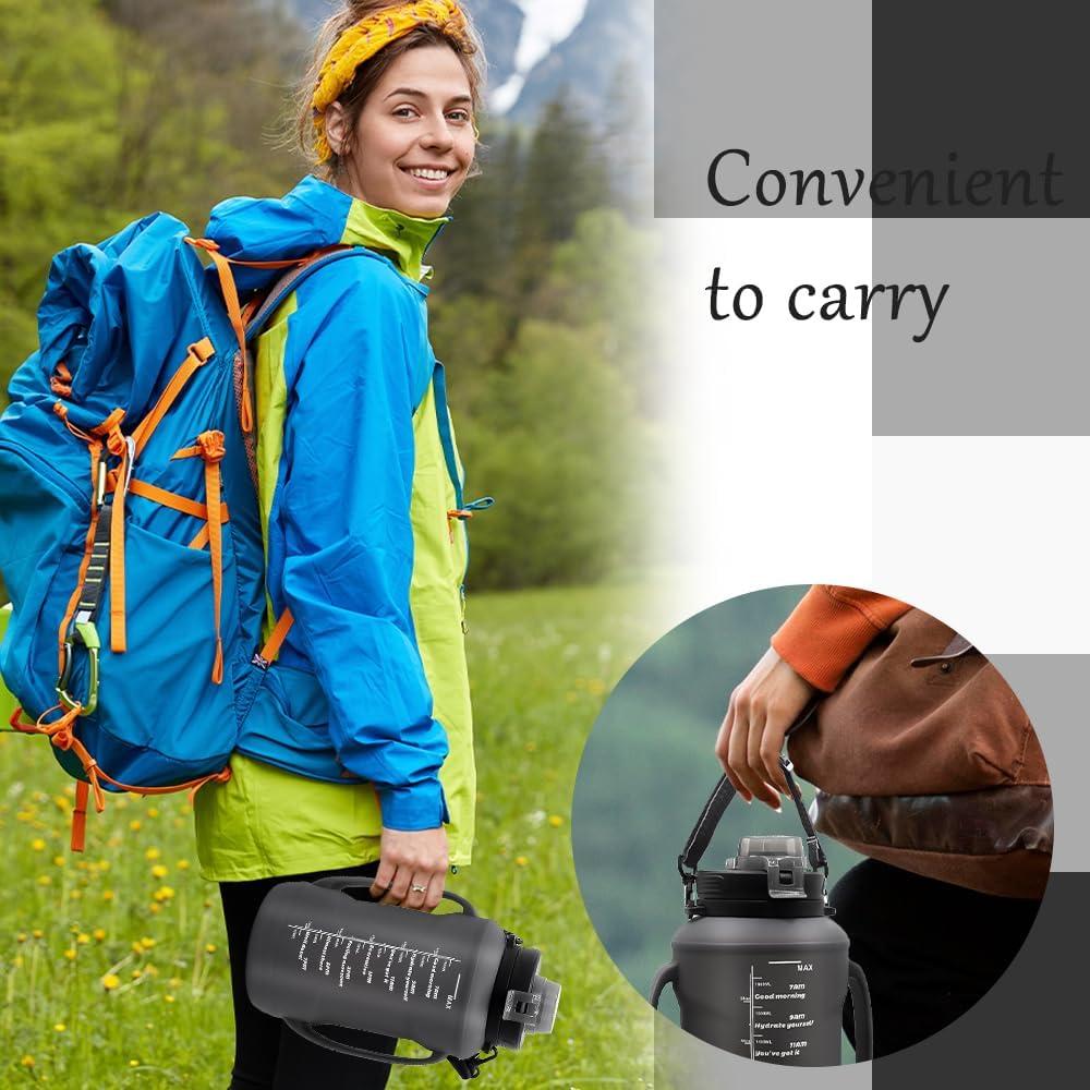 Botella de Agua Plegable LELExilan 1.89L Silicona Negra