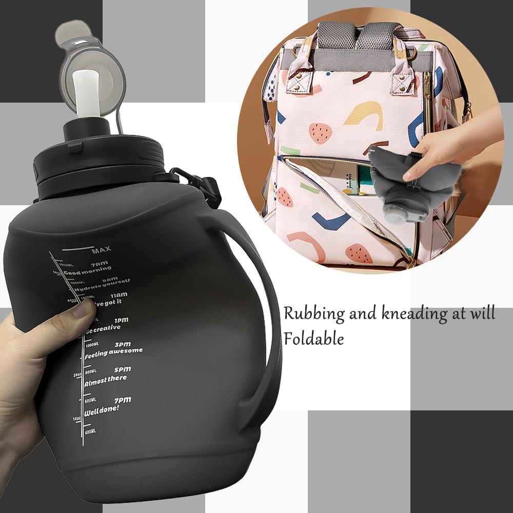 Botella de Agua Plegable LELExilan 1.89L Silicona Negra