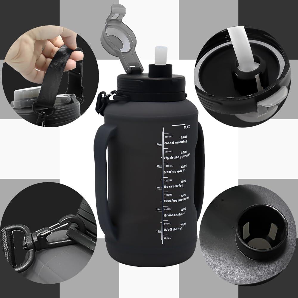 Botella de Agua Plegable LELExilan 1.89L Silicona Negra