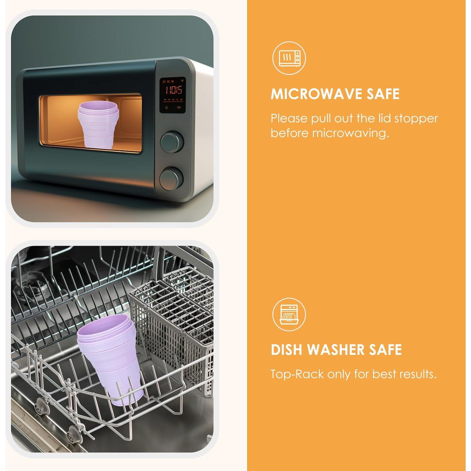 Taza Plegable QJJIPP 20oz Lila Silicona Reutilizable Camping