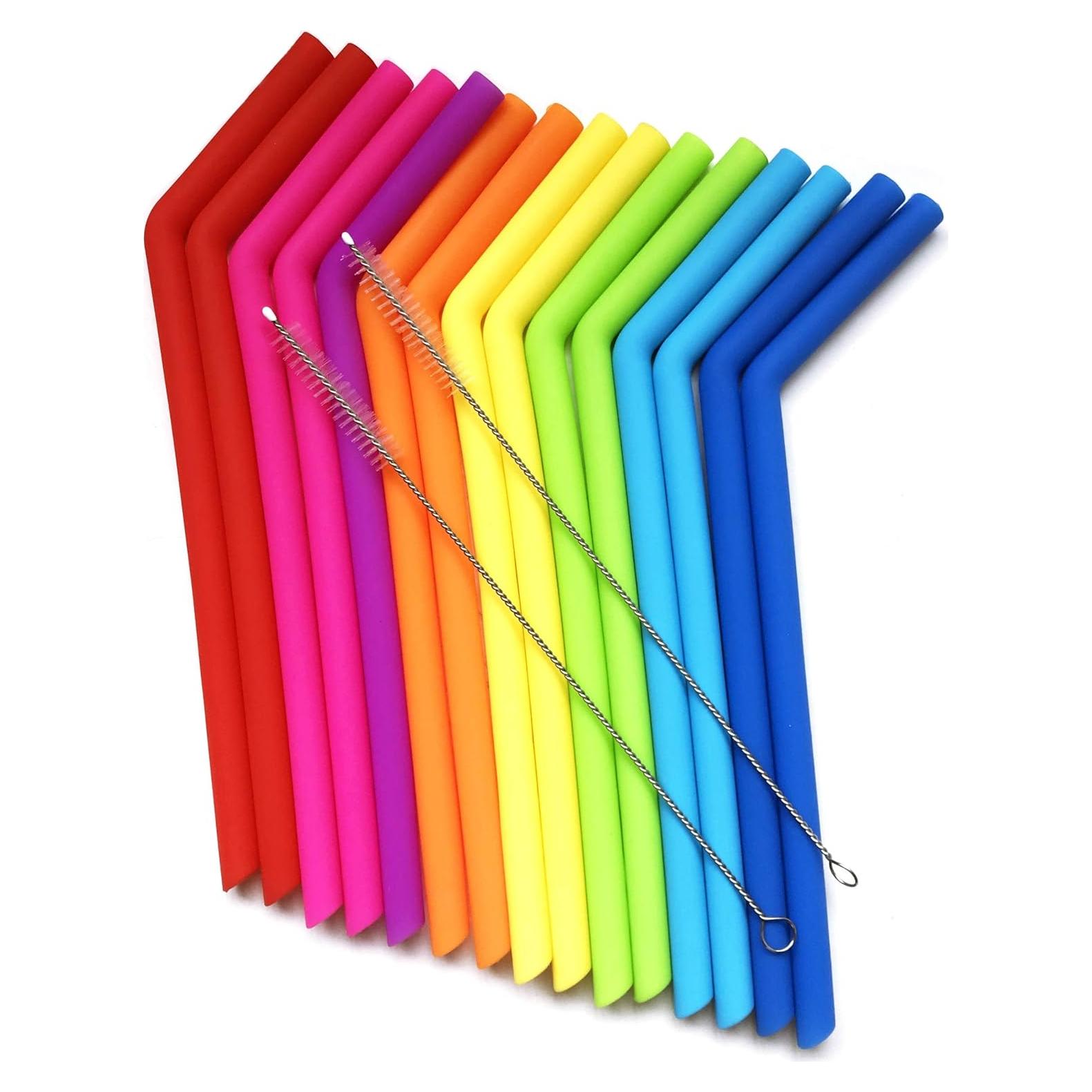 15 Pajitas de Silicona Reutilizables Juju World para Tumblers 20-30 oz