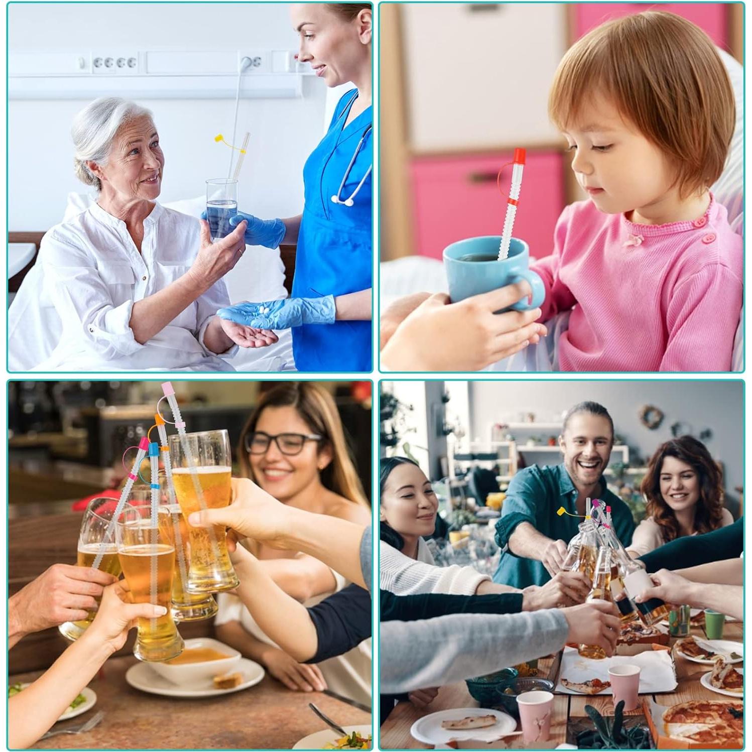 Paquete de 24 Popotes Flexibles Reutilizables Mozeat Lens 28cm