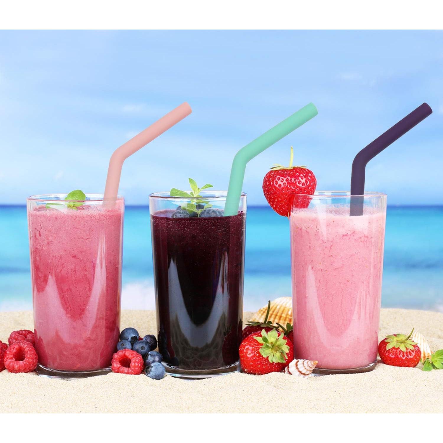 Conjunto de 6 Pajitas de Silicona Senneny Reutilizables 8mm