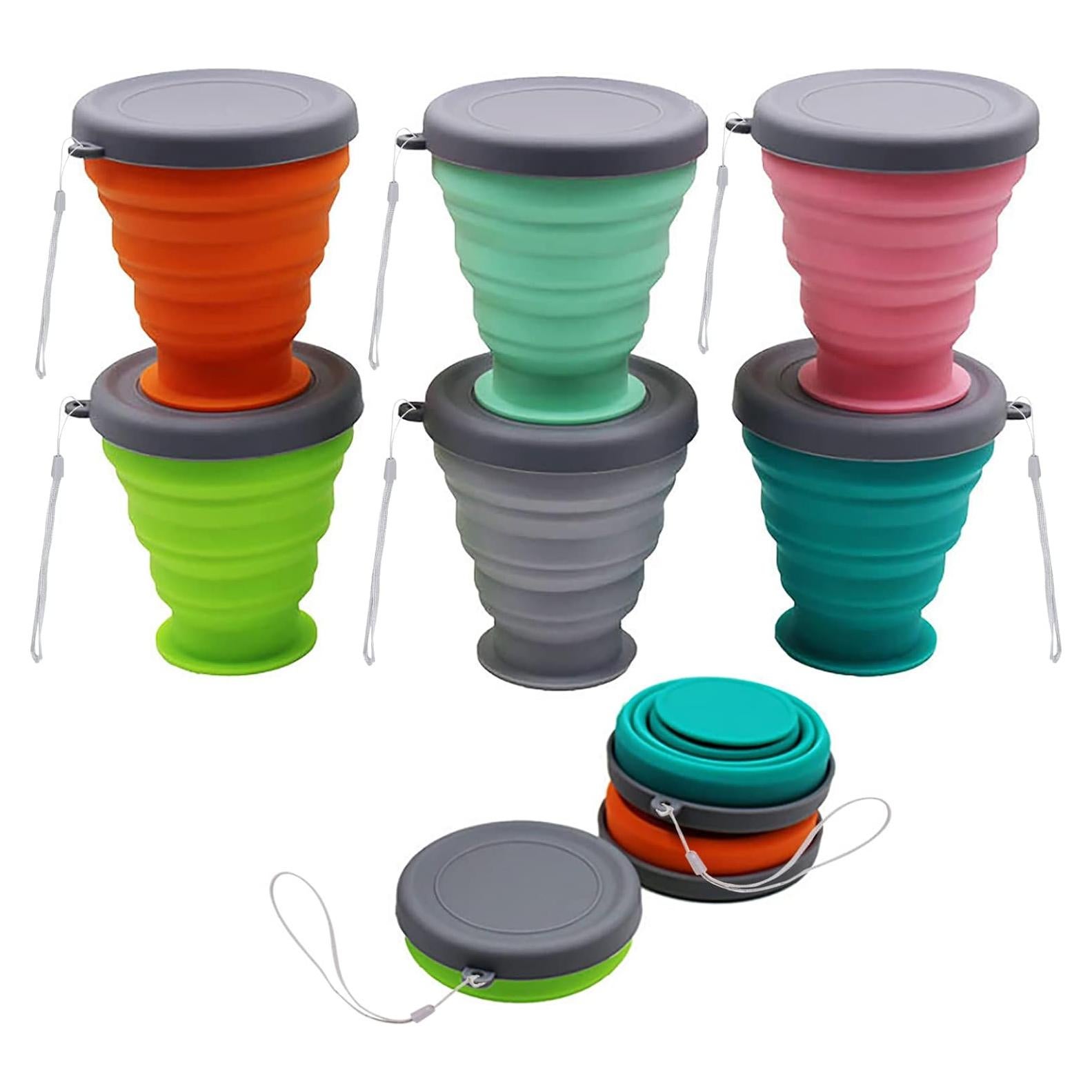 Taza Plegable de Silicona JIELUO - Set de 6 Piezas 200ml