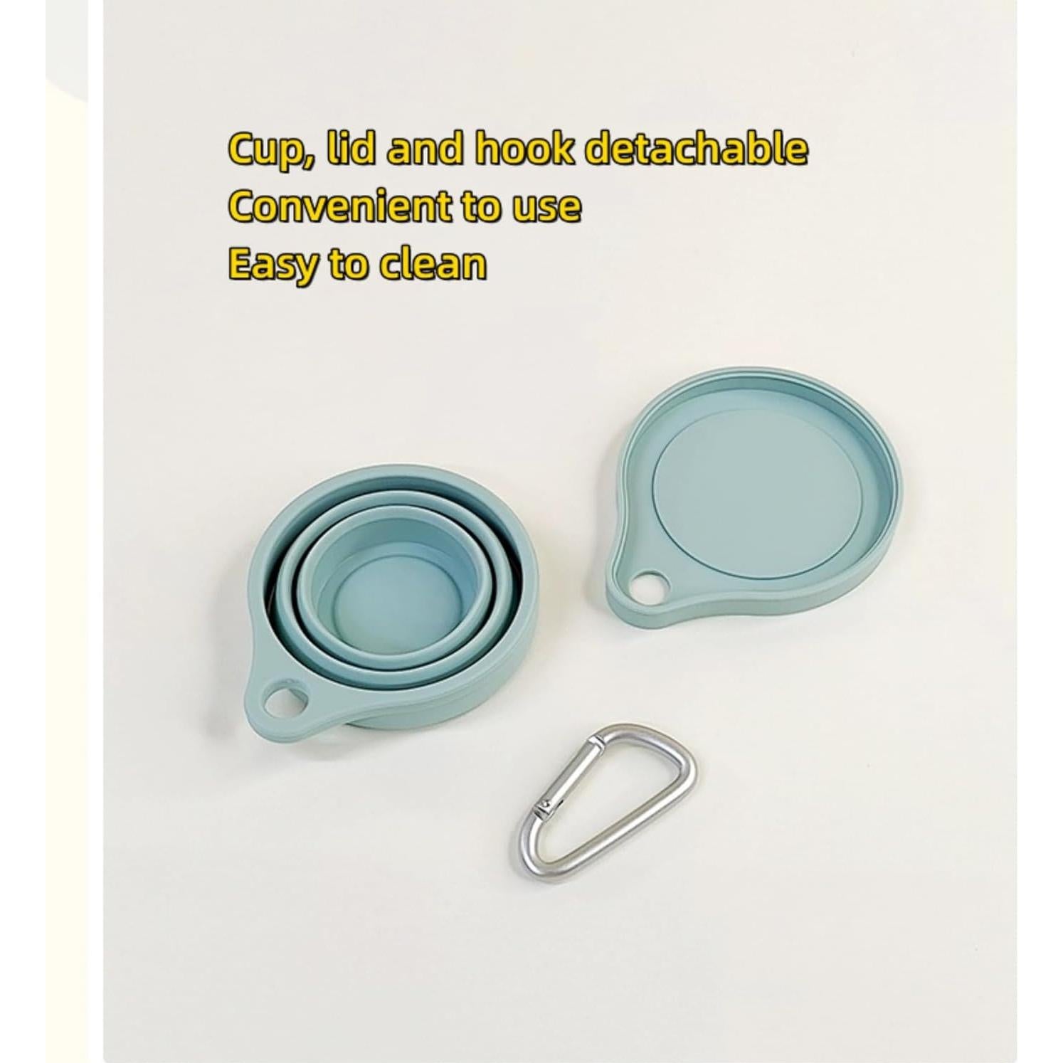 Taza Plegable de Silicona ZPCTECHGO Azul con Gancho 8.9x7.6cm