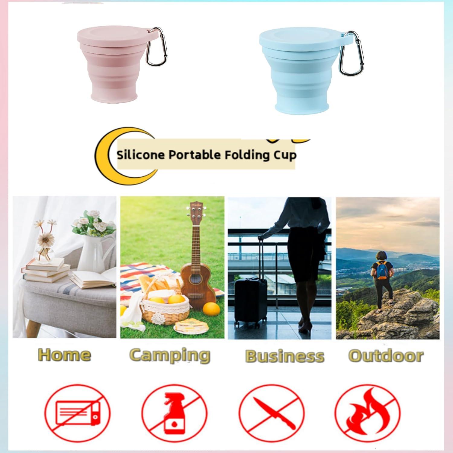 Taza Plegable de Silicona ZPCTECHGO Azul con Gancho 8.9x7.6cm