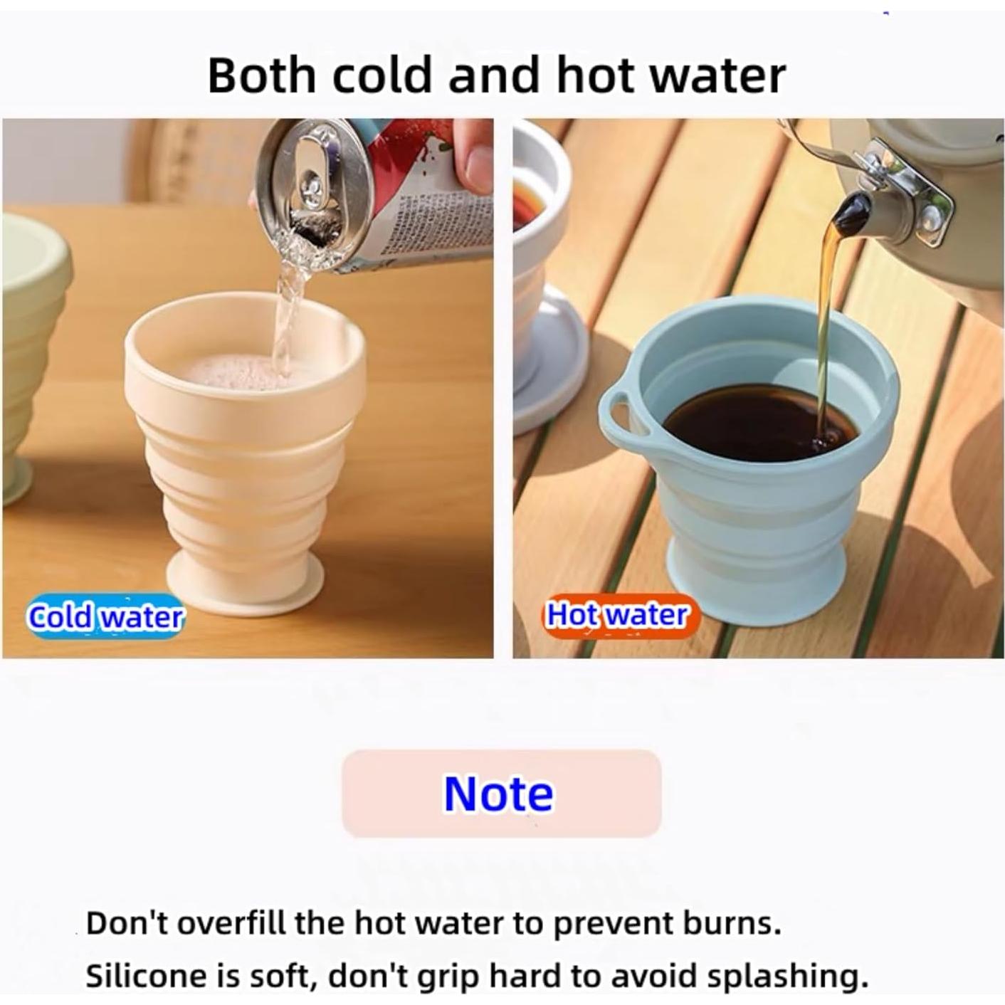 Taza Plegable de Silicona ZPCTECHGO Azul con Gancho 8.9x7.6cm