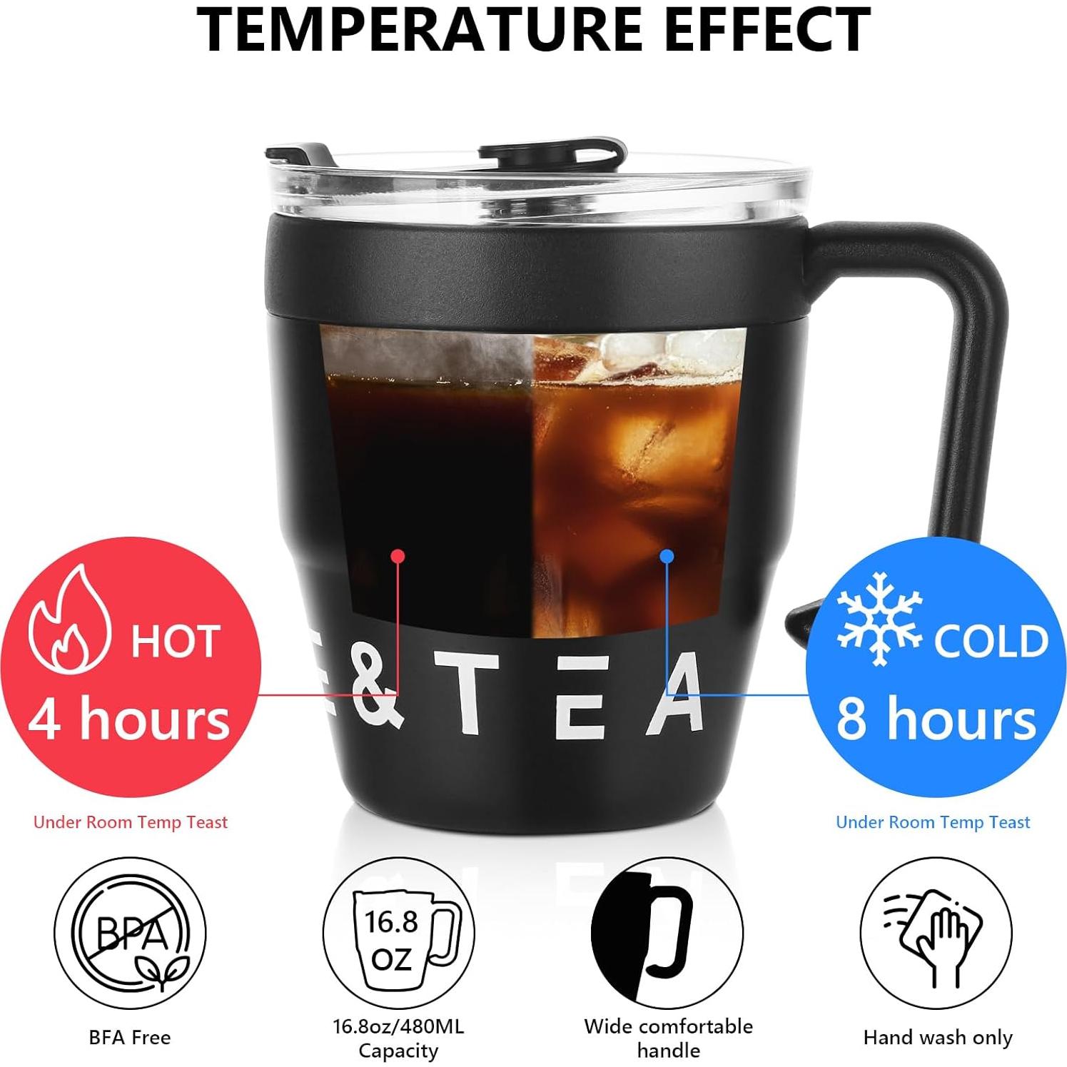 Taza de Café Acero Inoxidable Bincoo 480ML con Popote y Filtro