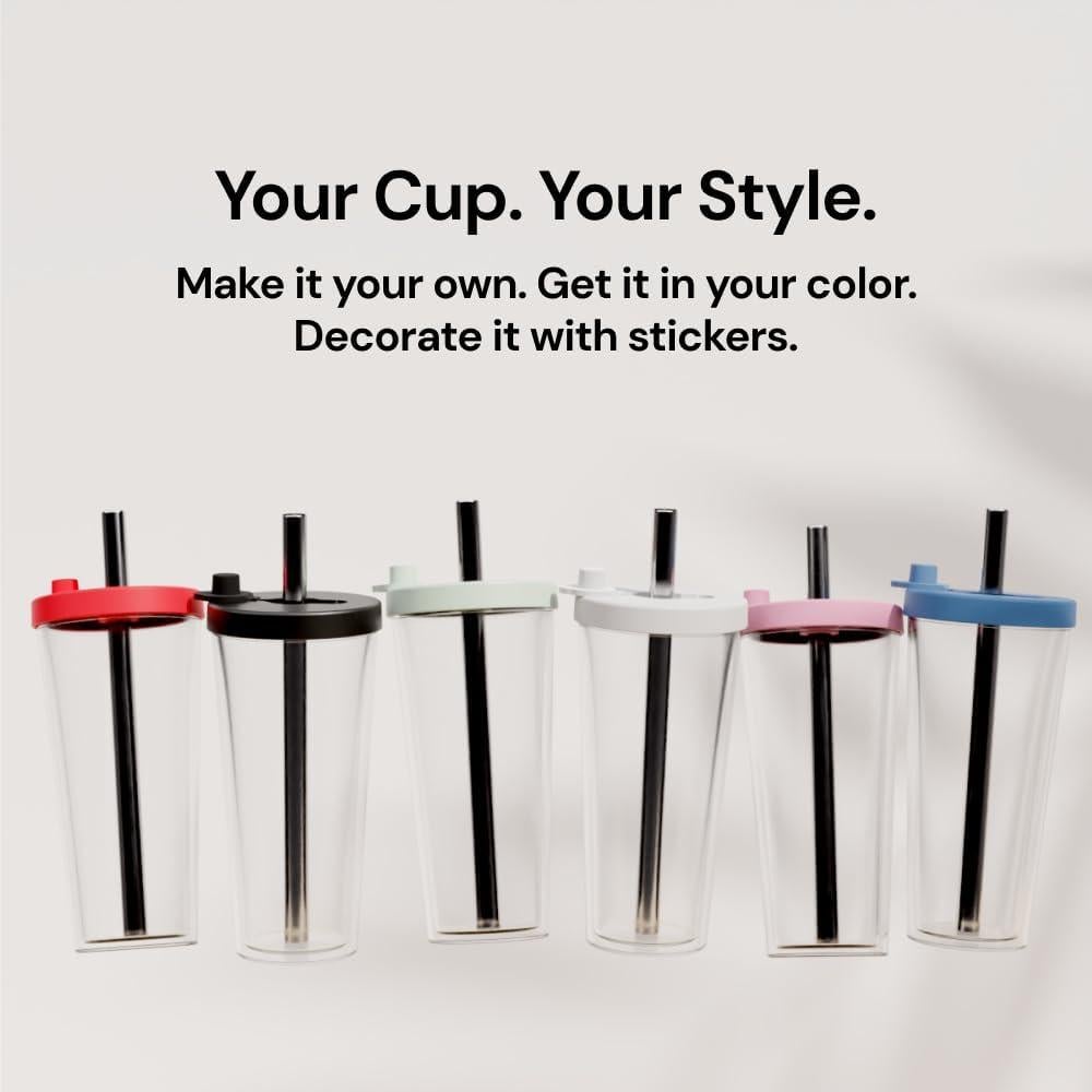 Taza de Boba Reutilizable Dodoko 502 ml Rosa Fucsia con Popote