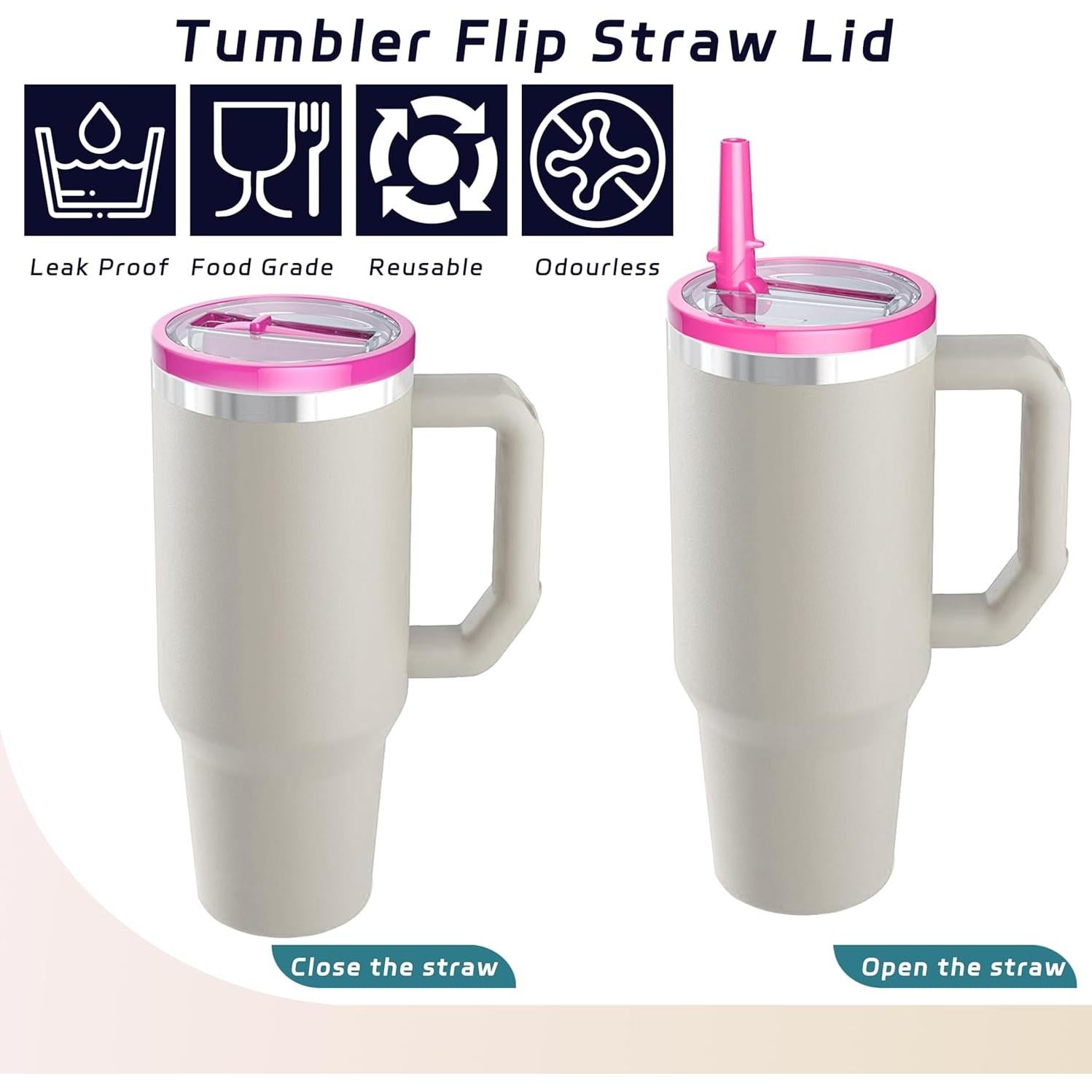 Tapa de Popote Flip Miavers para Vaso Stanley 40oz - Rojo Rosa