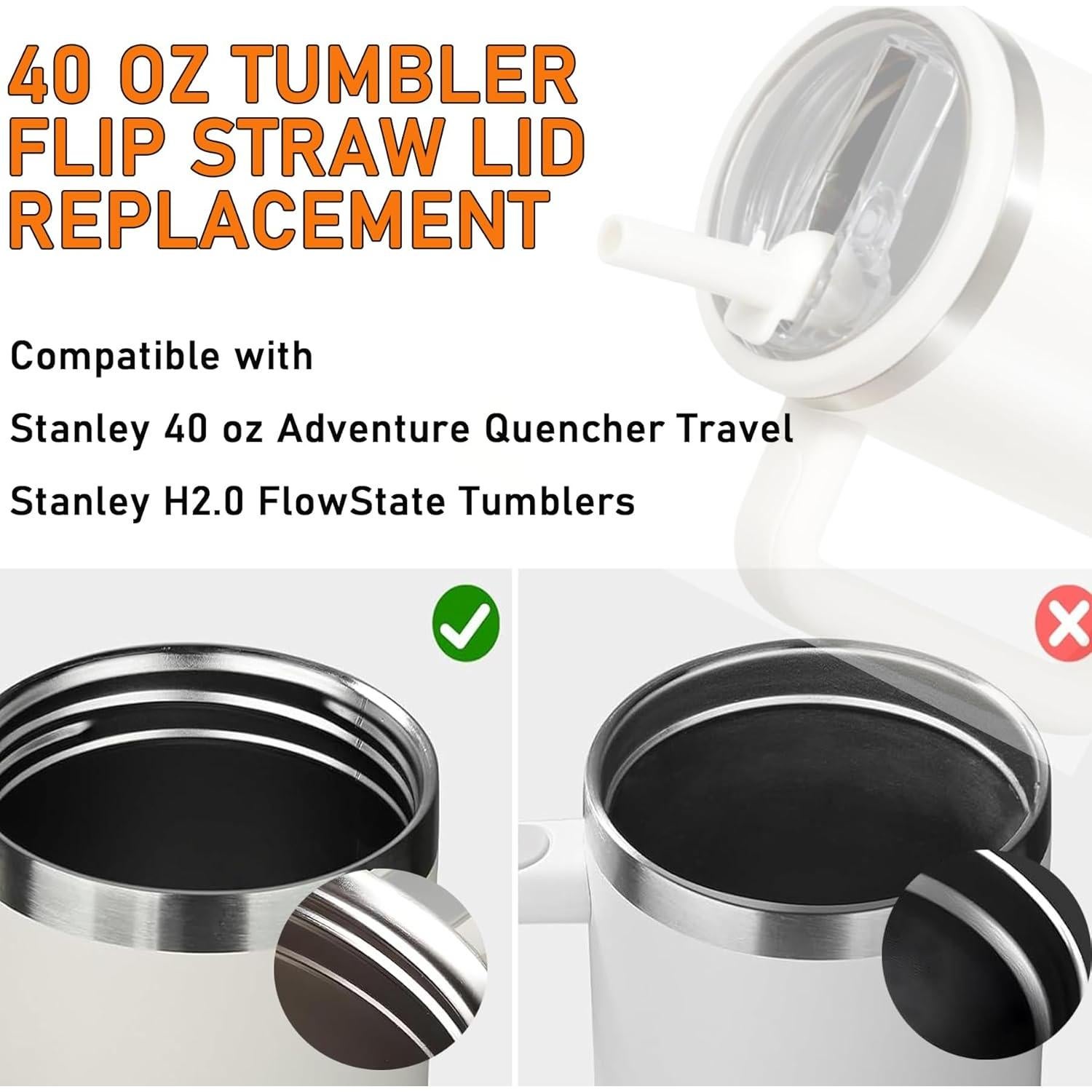 Paquete de 2 tapas de paja Uioemi para tazas Stanley 40 oz