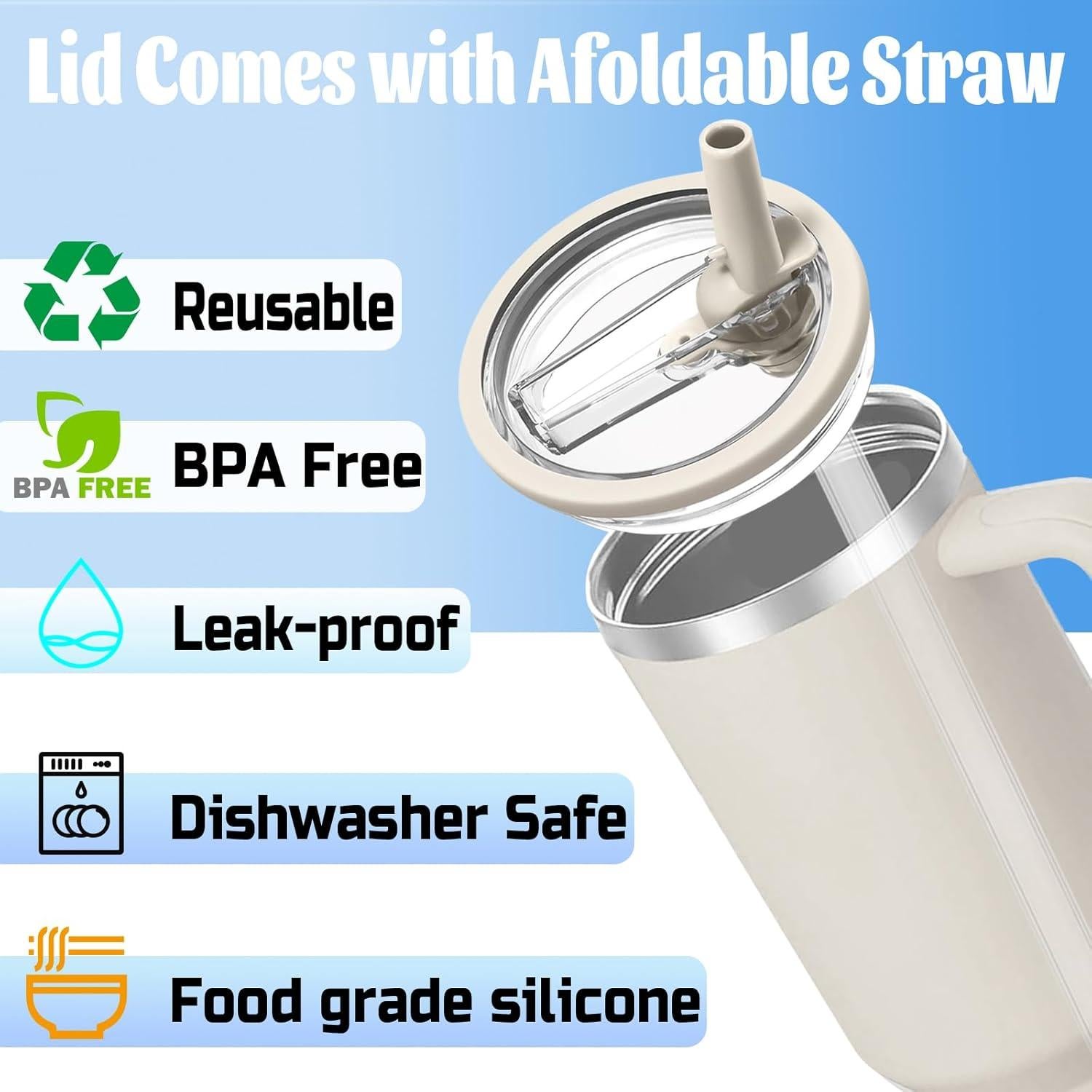 Tapa de repuesto con popote Alstbuti para vaso 40 oz Crema