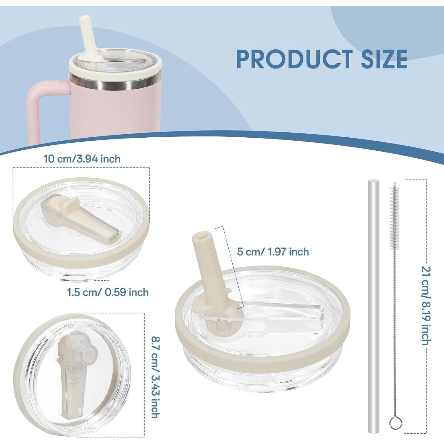 Tapa a Prueba de Fugas con Popote Plegable Pispoer 40 oz Crema