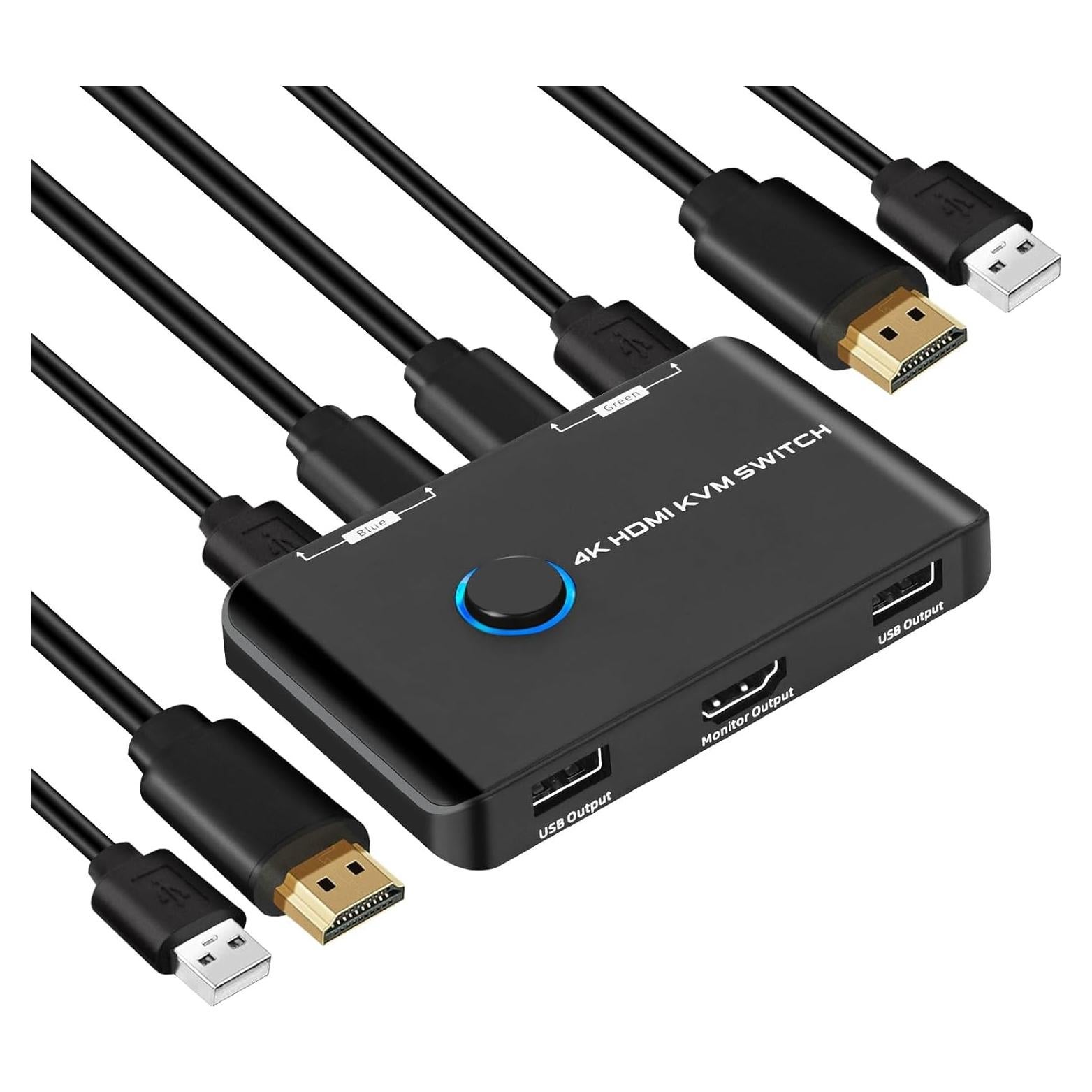 Conmutador KVM HDMI 4K 60Hz Suceem para 2 PCs y 1 Monitor