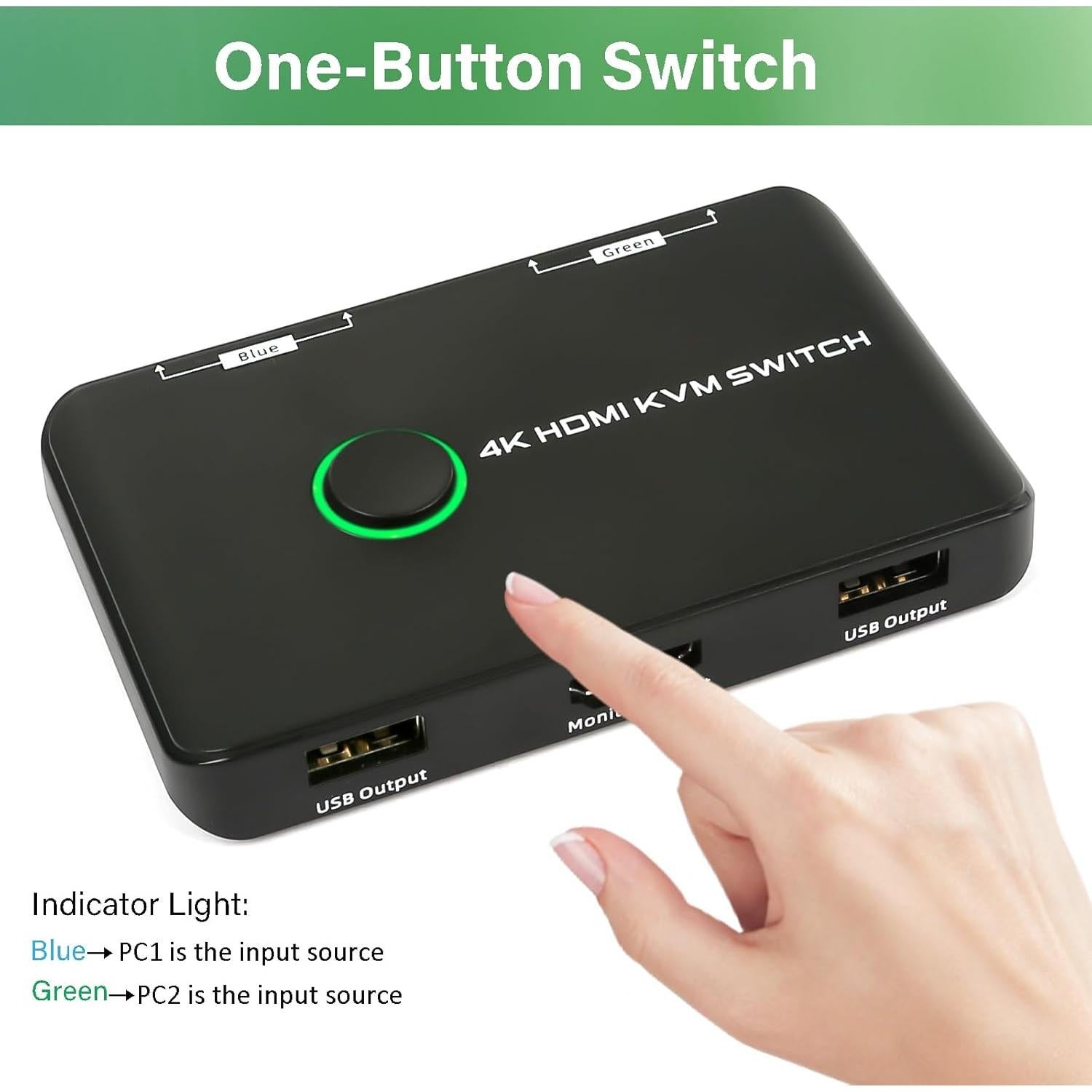 Conmutador KVM HDMI 4K 60Hz Suceem para 2 PCs y 1 Monitor