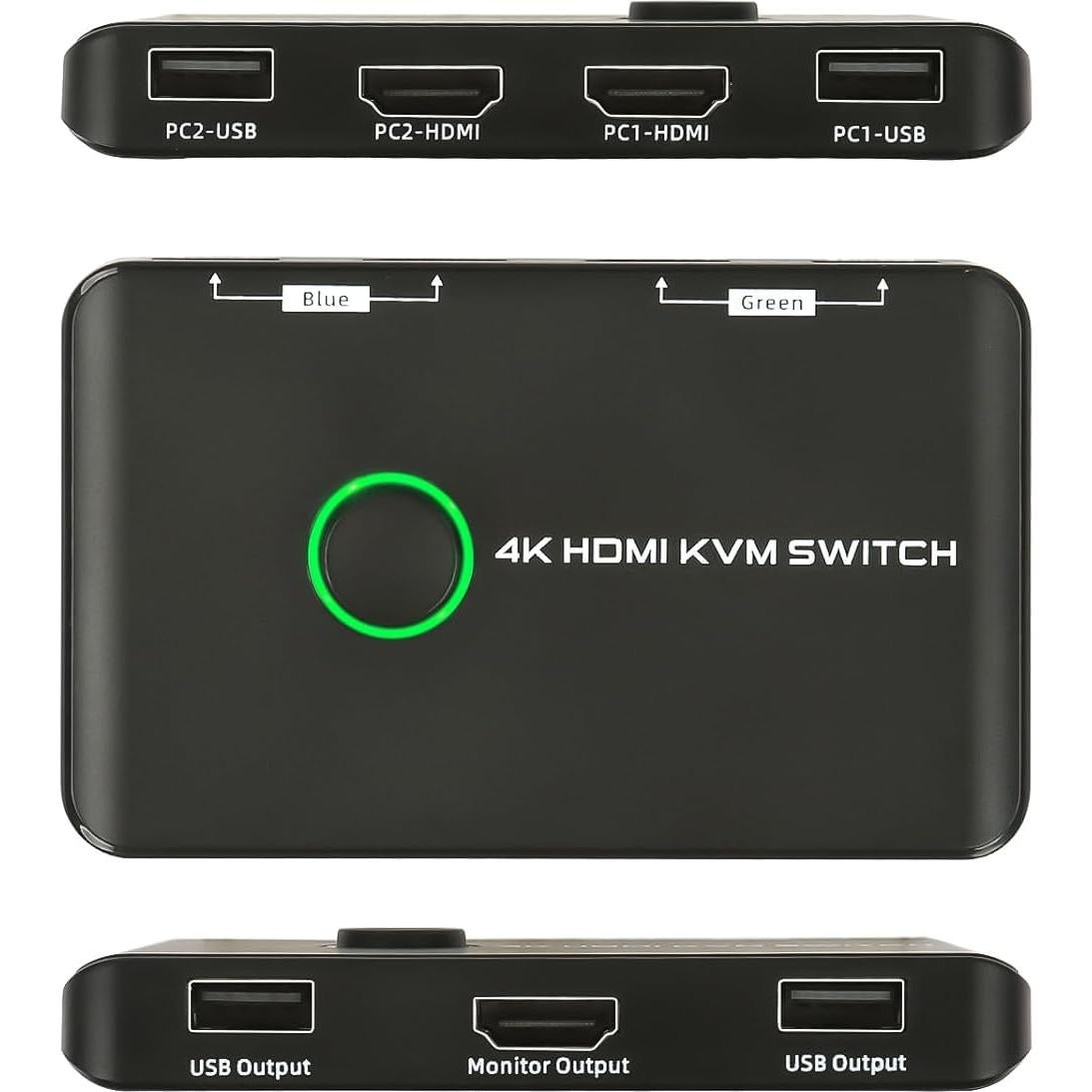 Conmutador KVM HDMI 4K 60Hz Suceem para 2 PCs y 1 Monitor