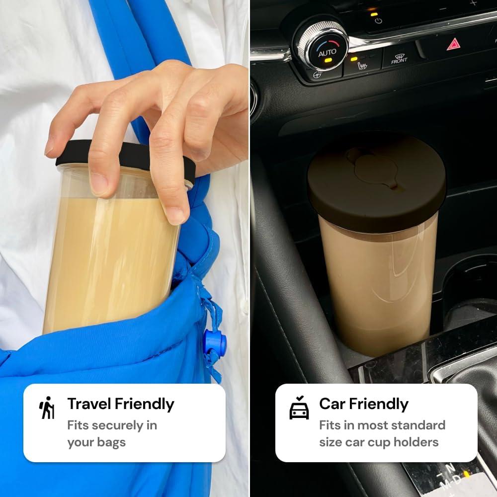 Taza de Boba Reutilizable Dodoko 24 oz con Popote Ancho - Negro