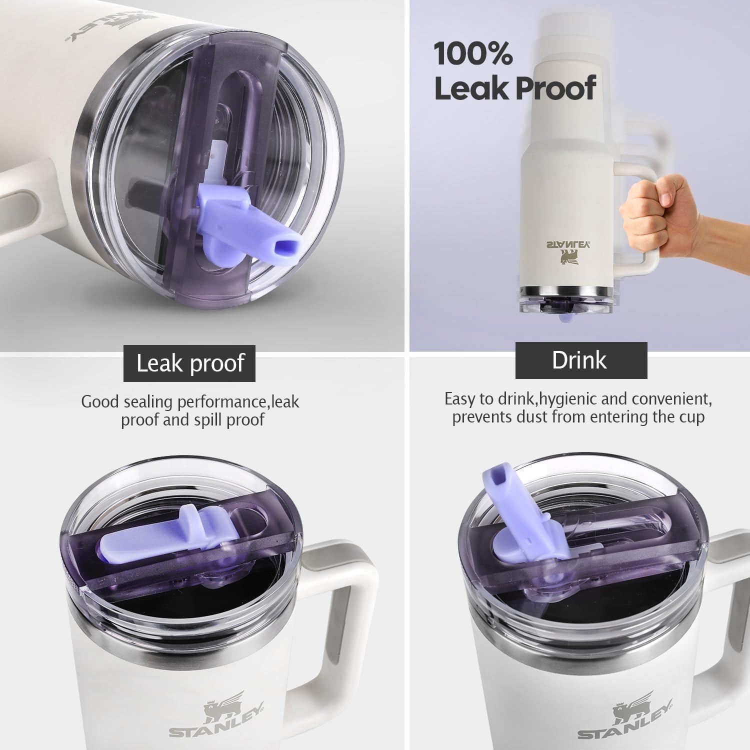 Tapa de vaso de 40 oz AMIVIE con popote plegable a prueba de fugas