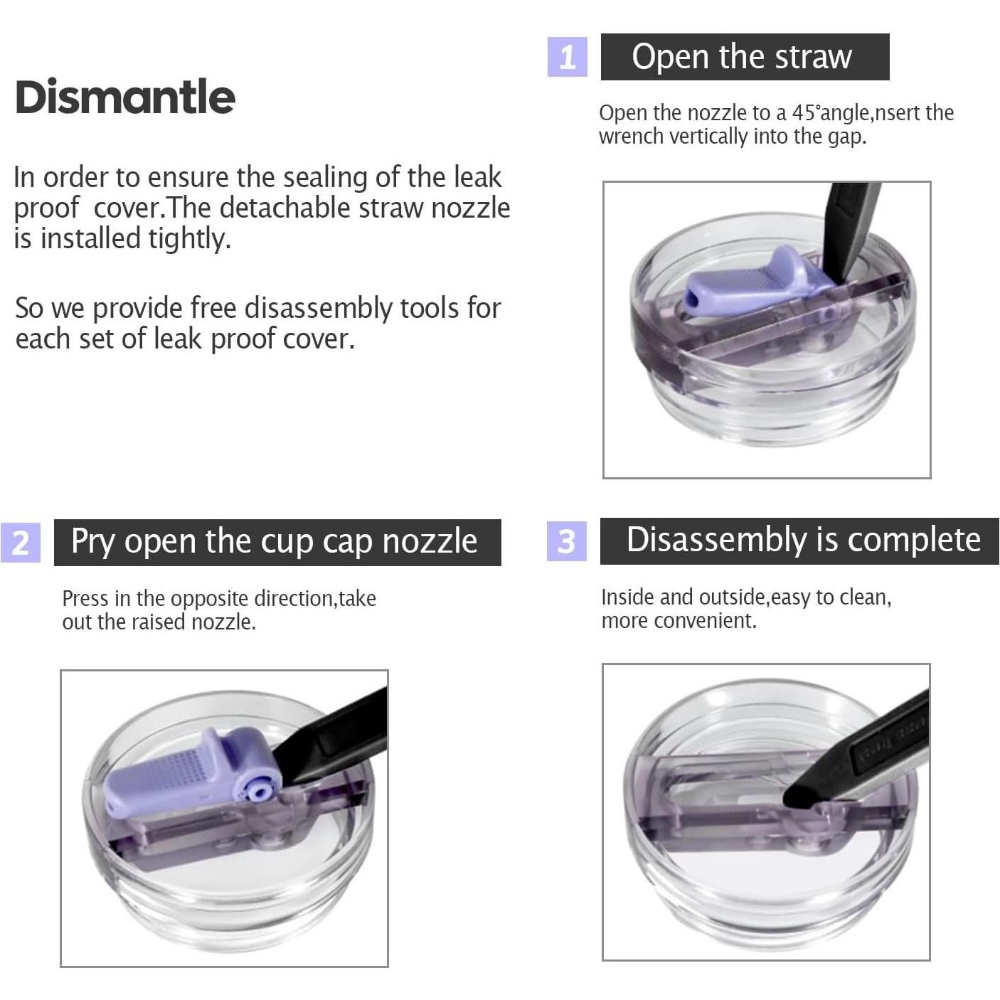 Tapa de vaso de 40 oz AMIVIE con popote plegable a prueba de fugas