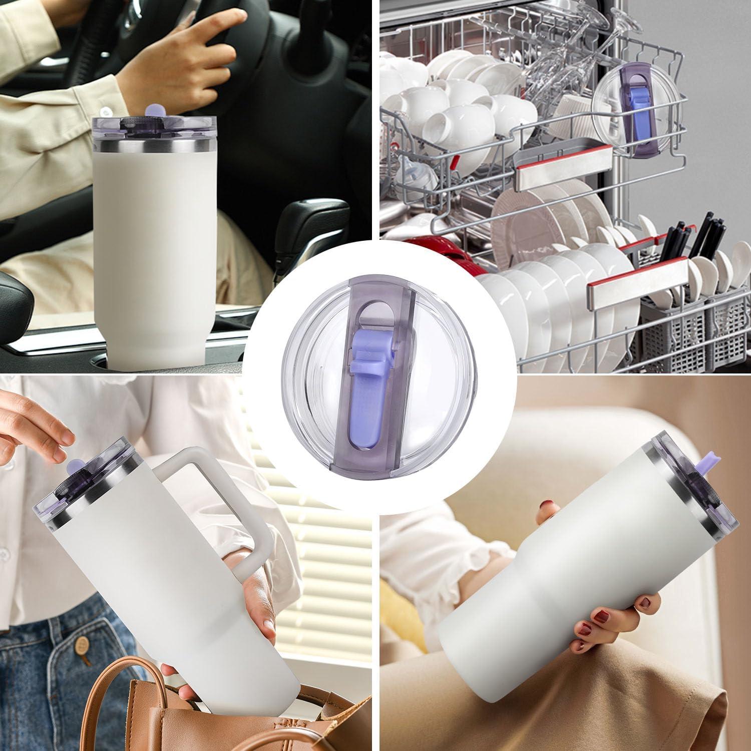 Tapa de vaso de 40 oz AMIVIE con popote plegable a prueba de fugas