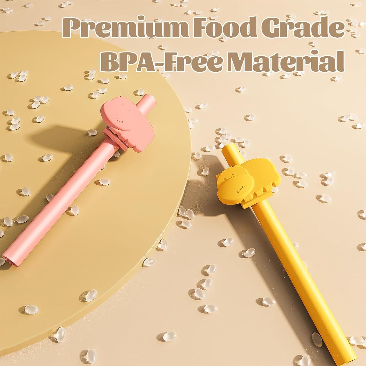 Popotes de Silicona Reutilizables OTPEIR con Soporte Hipopótamo