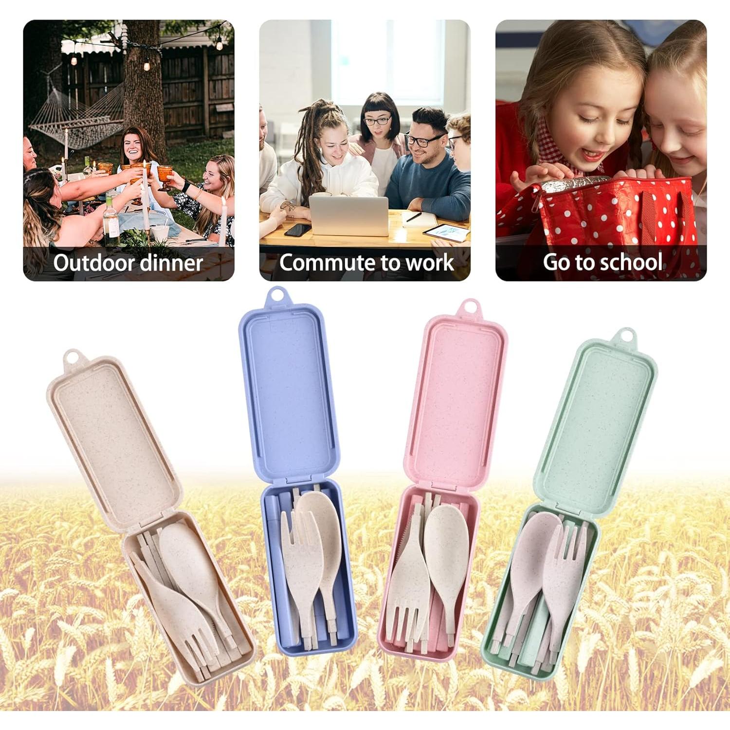 Juego de Utensilios Reutilizables JIABEIUS 4 Piezas Plegables