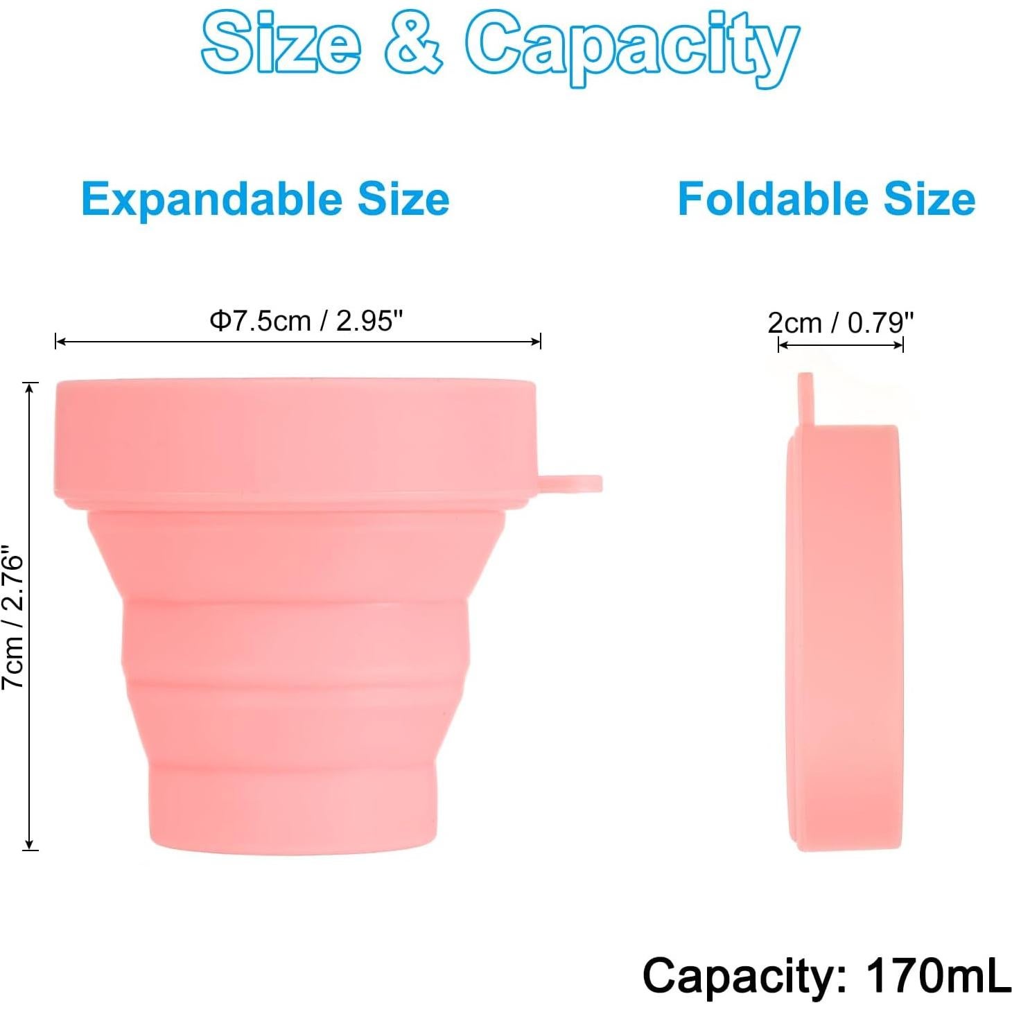 Taza Plegable de Silicona PATIKIL 170mL Rosa - Pack de 4