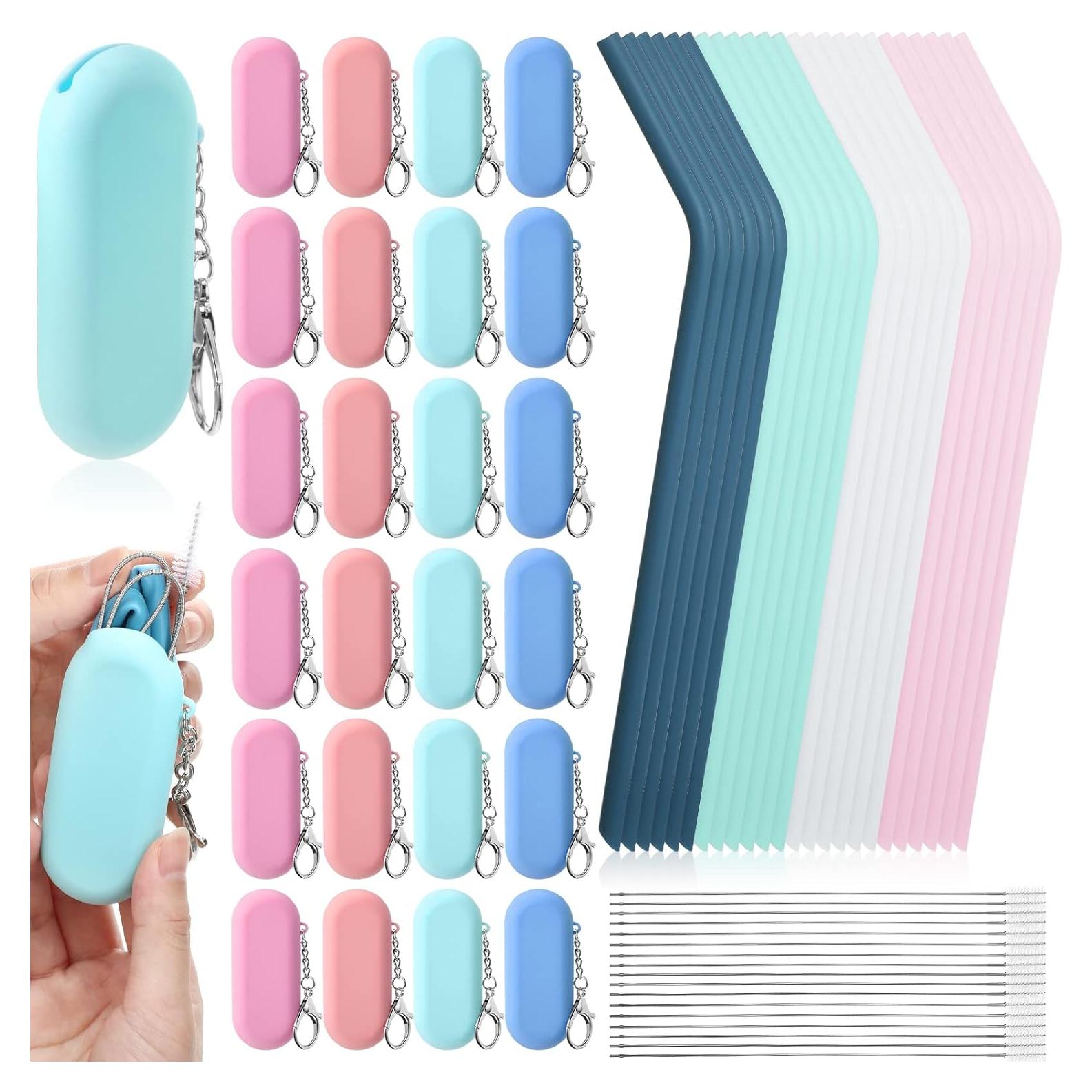 Set de 24 Pajitas Reutilizables de Silicona Zubebe con Estuche