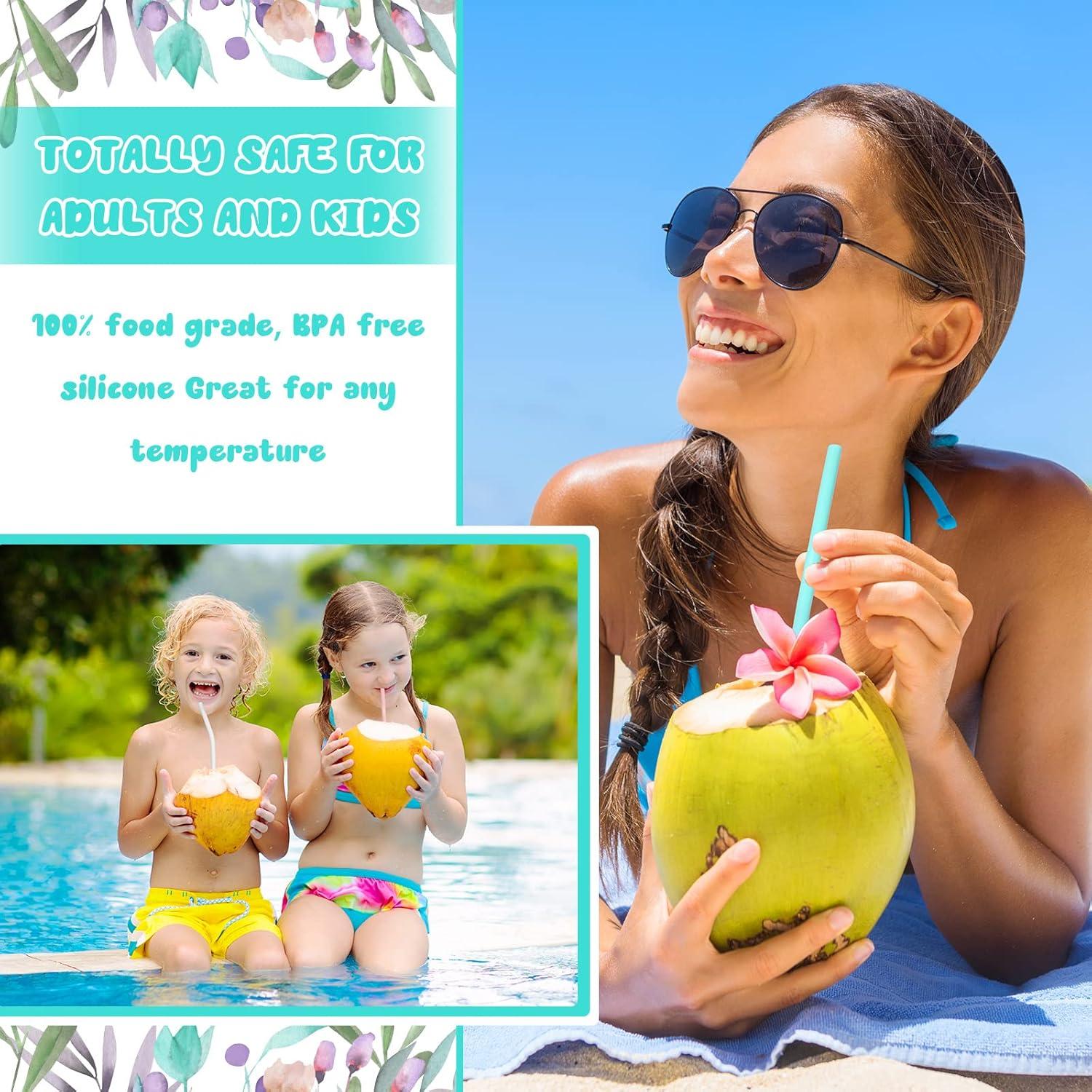 Set de 24 Pajitas Reutilizables de Silicona Zubebe con Estuche