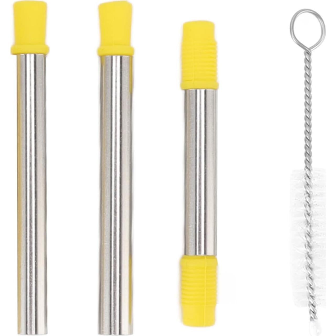 Pajitas Reutilizables Oumefar de Acero Inoxidable y Silicona 3 Pcs