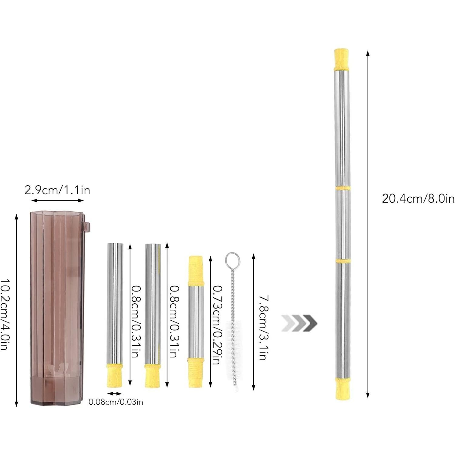 Pajitas Reutilizables Oumefar de Acero Inoxidable y Silicona 3 Pcs
