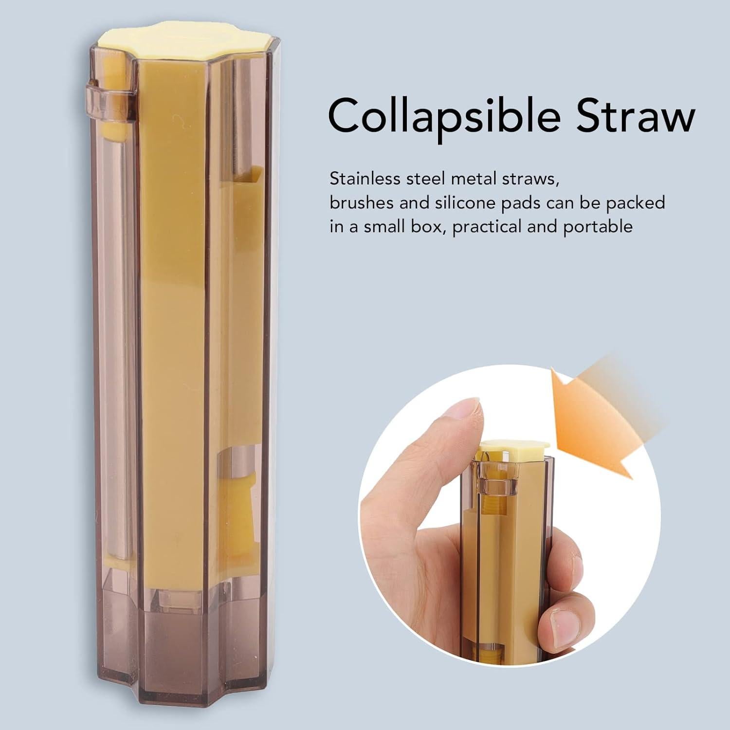 Pajitas Reutilizables Oumefar de Acero Inoxidable y Silicona 3 Pcs