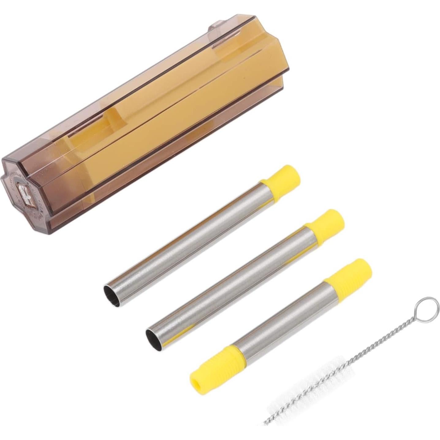 Pajitas Reutilizables Oumefar de Acero Inoxidable y Silicona 3 Pcs