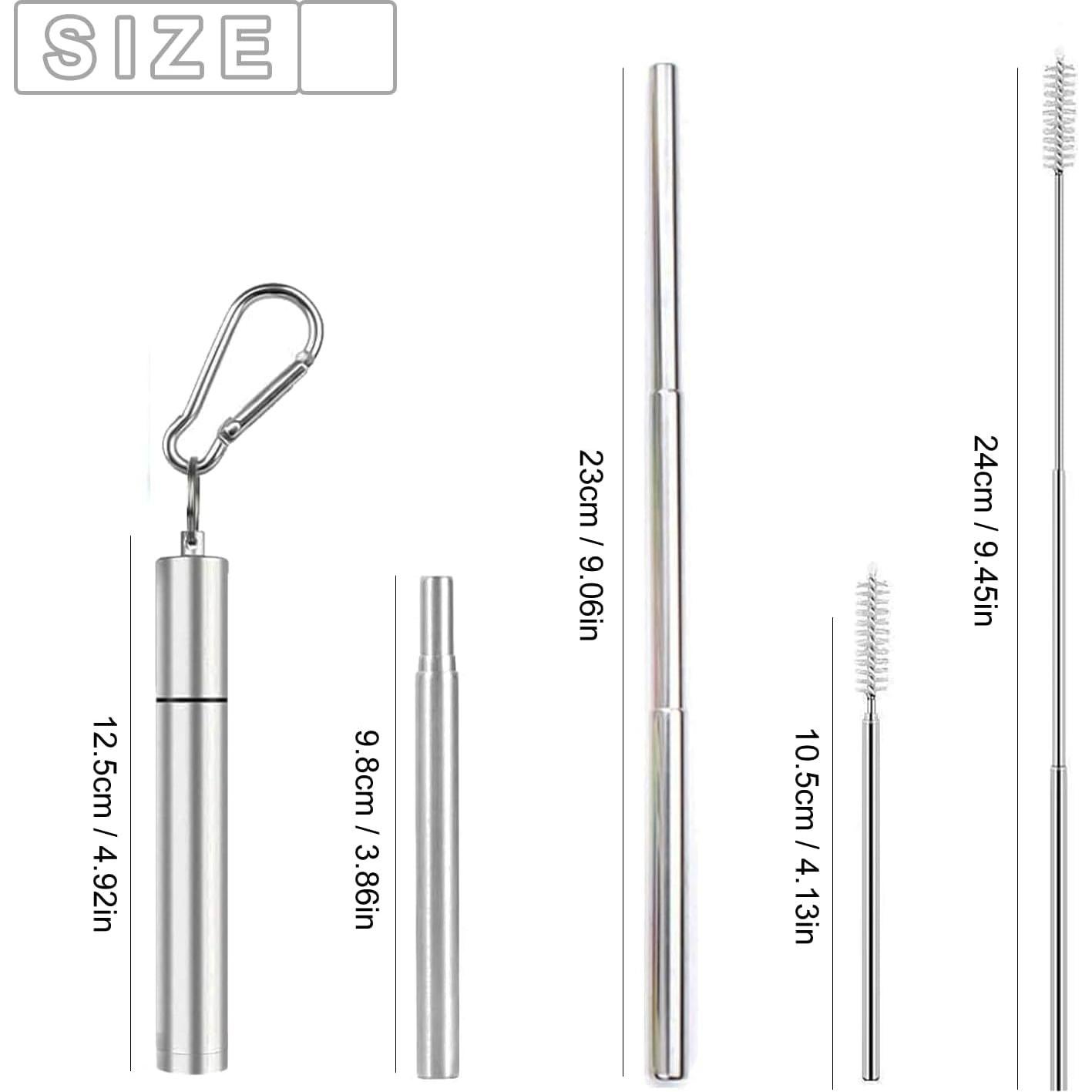 Popotes Reutilizables de Acero Inoxidable DingZan - 2 Piezas Plegables