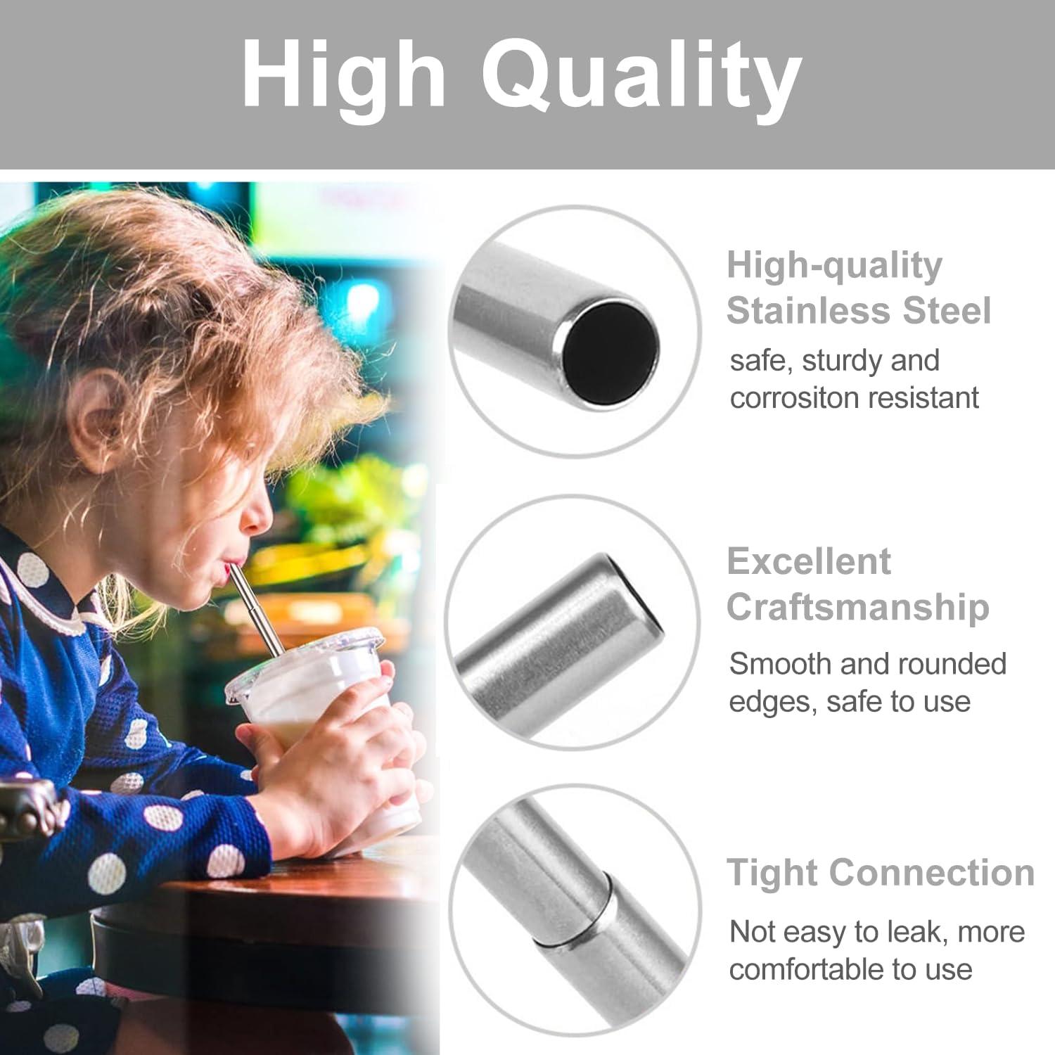 Popotes Reutilizables de Acero Inoxidable DingZan - 2 Piezas Plegables