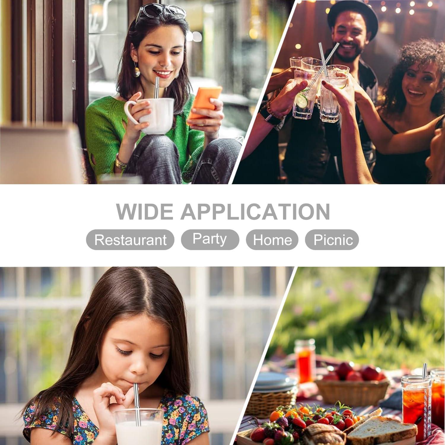 Popotes Reutilizables de Acero Inoxidable DingZan - 2 Piezas Plegables