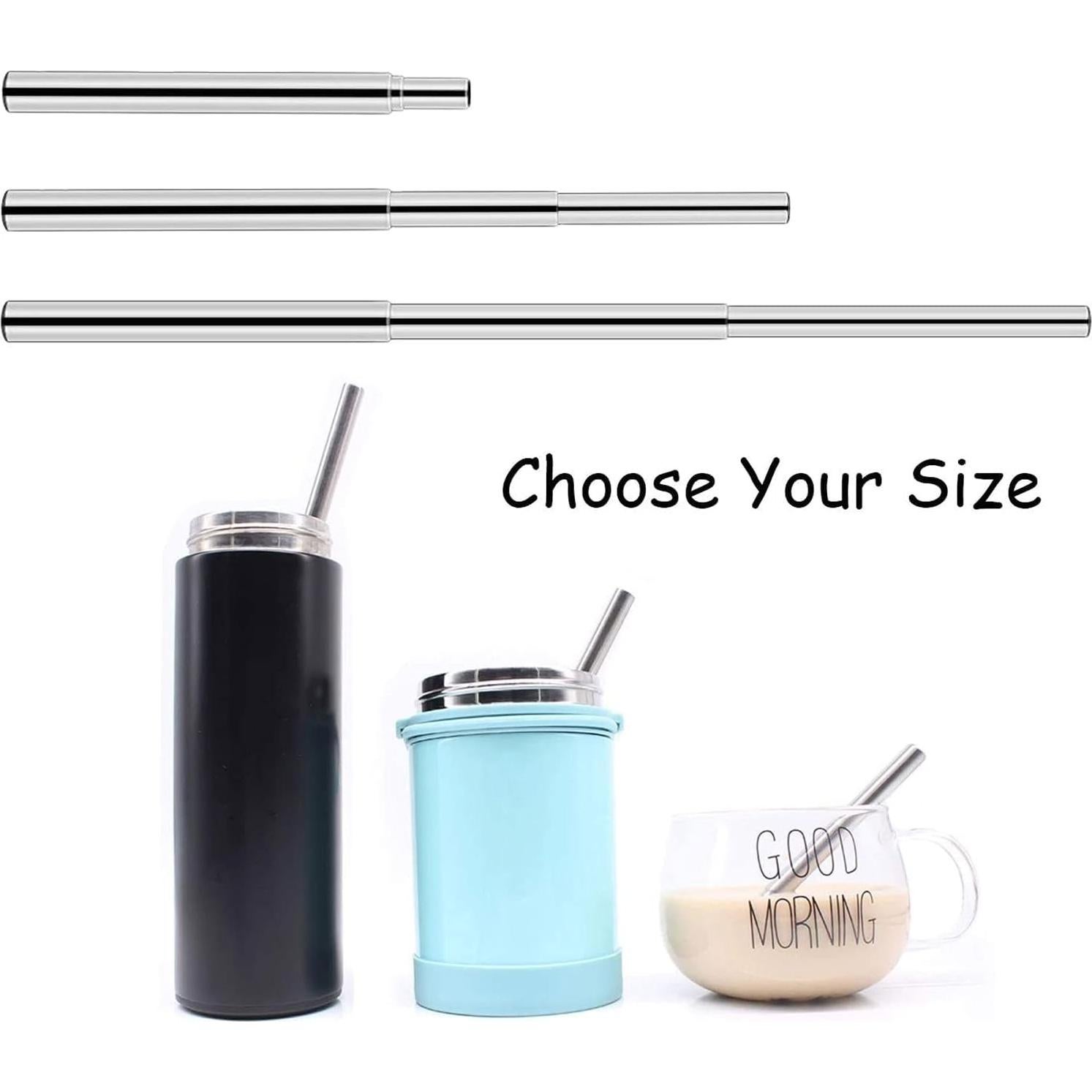 Popotes Reutilizables de Acero Inoxidable DingZan - 2 Piezas Plegables