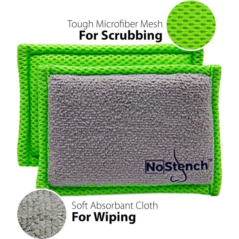 Esponja de Cocina NoStench 4 Piezas Microfibra Antibacteriana