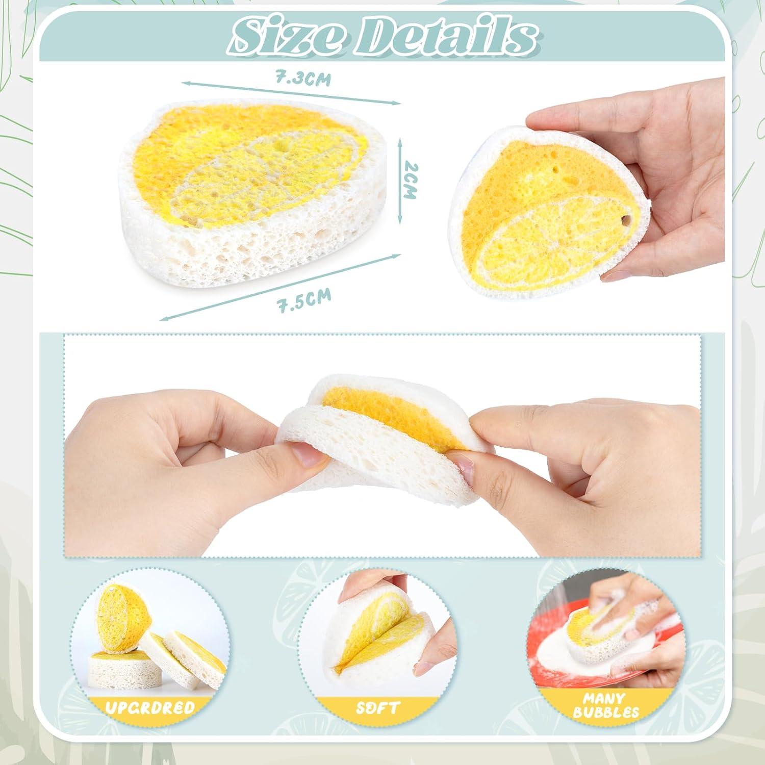 Paquete de 12 Esponjas de Cocina Piuaeue Diseño Limón Alta Absorción