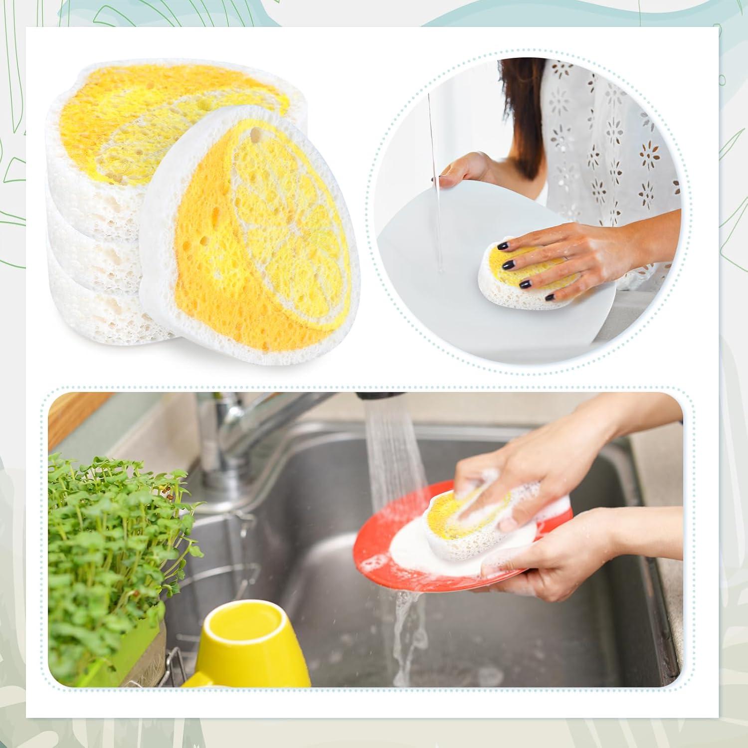 Paquete de 12 Esponjas de Cocina Piuaeue Diseño Limón Alta Absorción