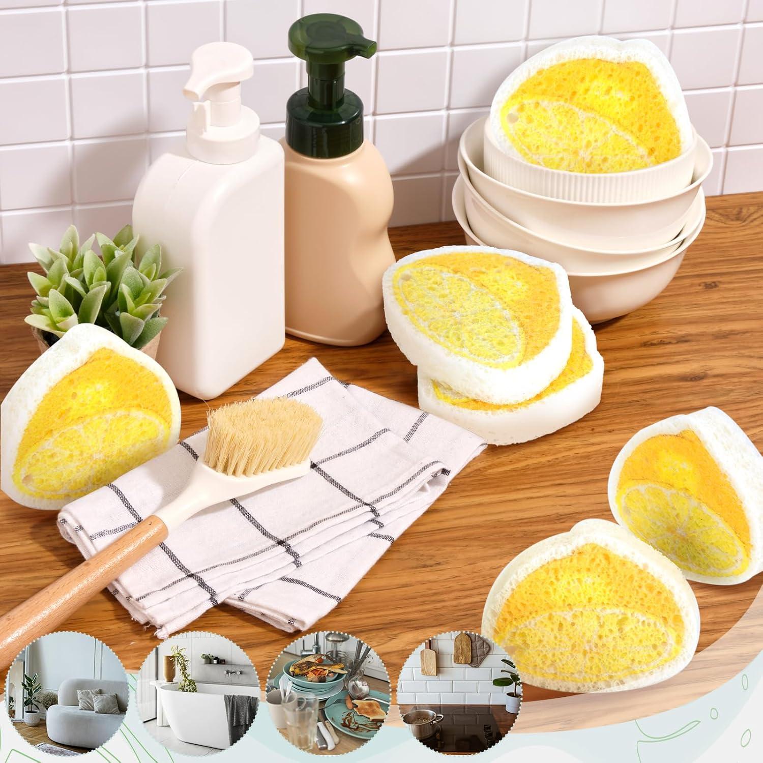 Paquete de 12 Esponjas de Cocina Piuaeue Diseño Limón Alta Absorción