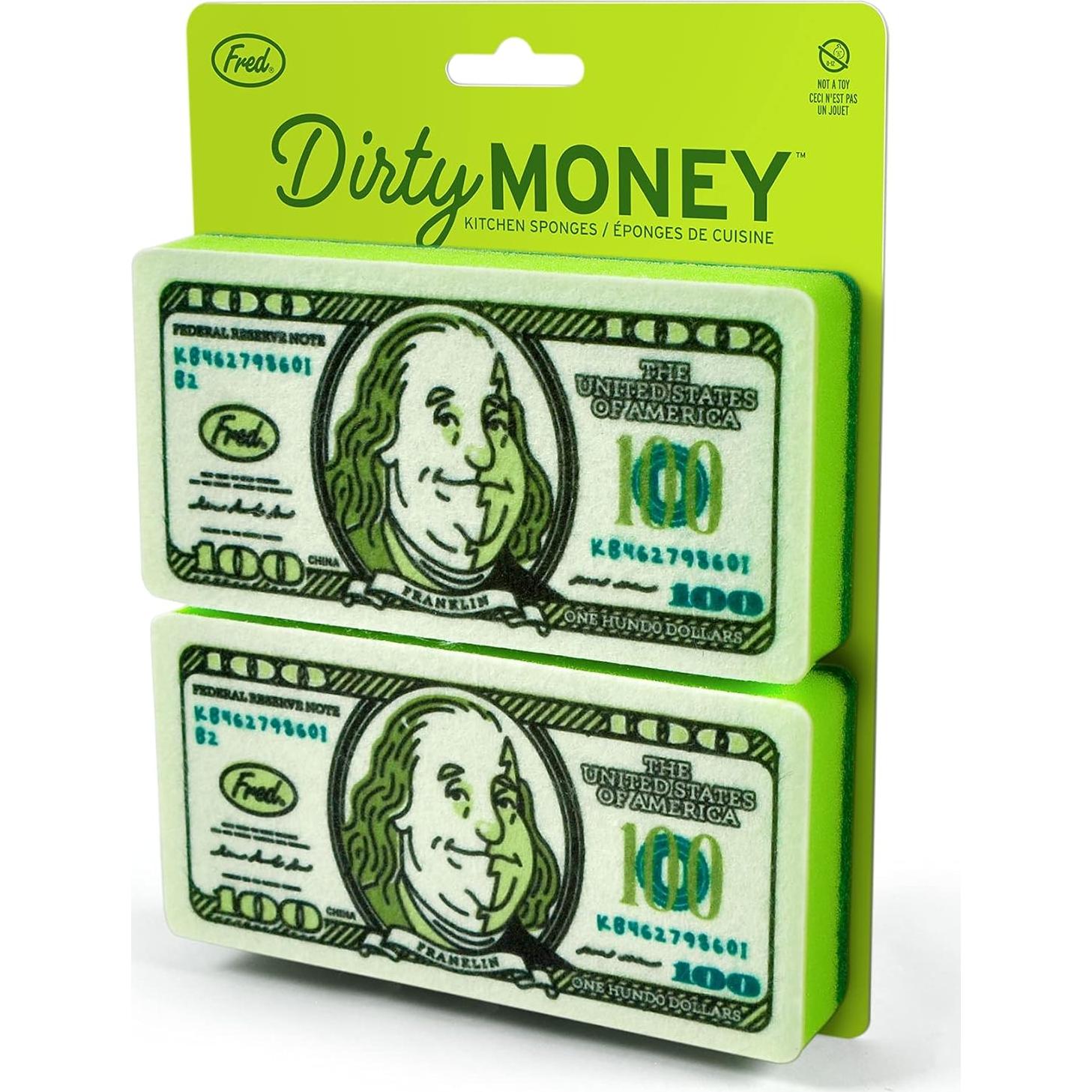 Esponjas de Cocina Genuine Fred Dinero Sucio Set de 2 Verde
