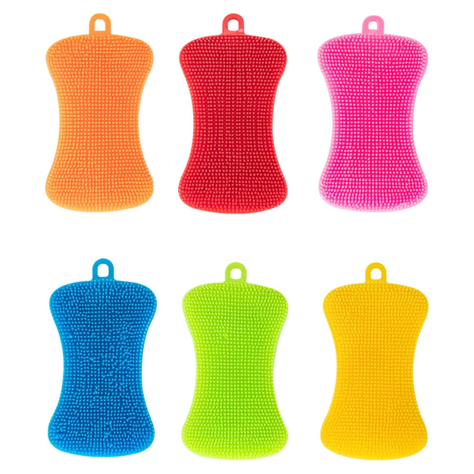 Esponjas de Silicona Reutilizables Qaeoity - Paquete de 6 Multicolor
