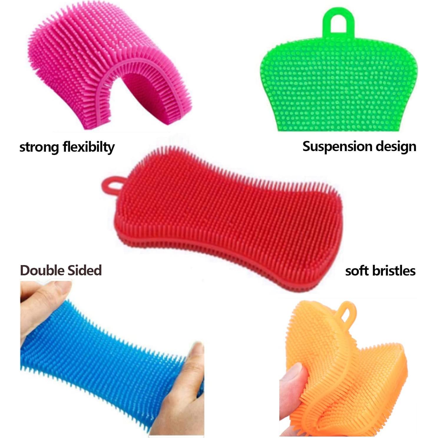 Esponjas de Silicona Reutilizables Qaeoity - Paquete de 6 Multicolor