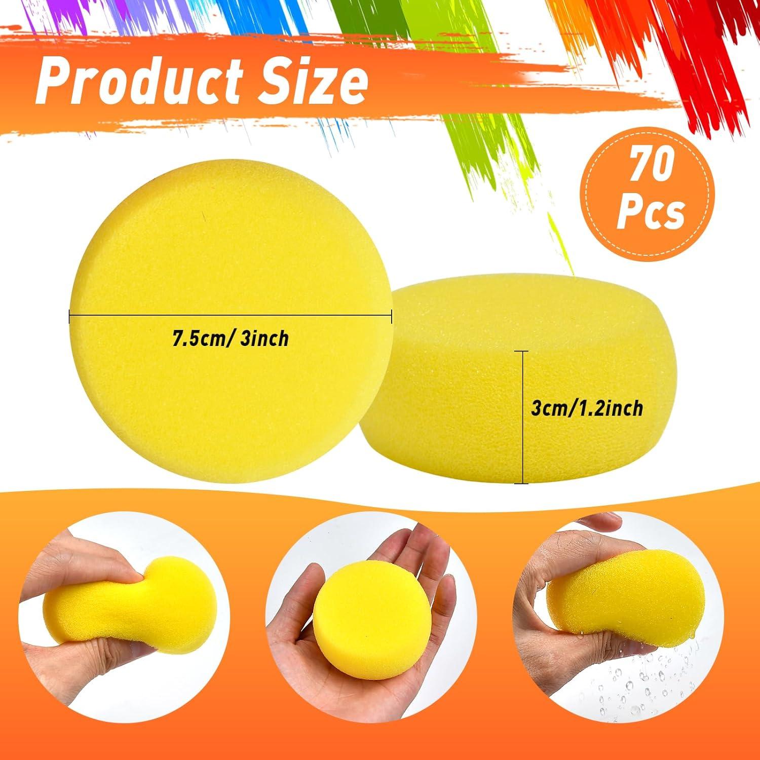 70 Esponjas Redondas Amarillas Aemygo para Pintura 7cm