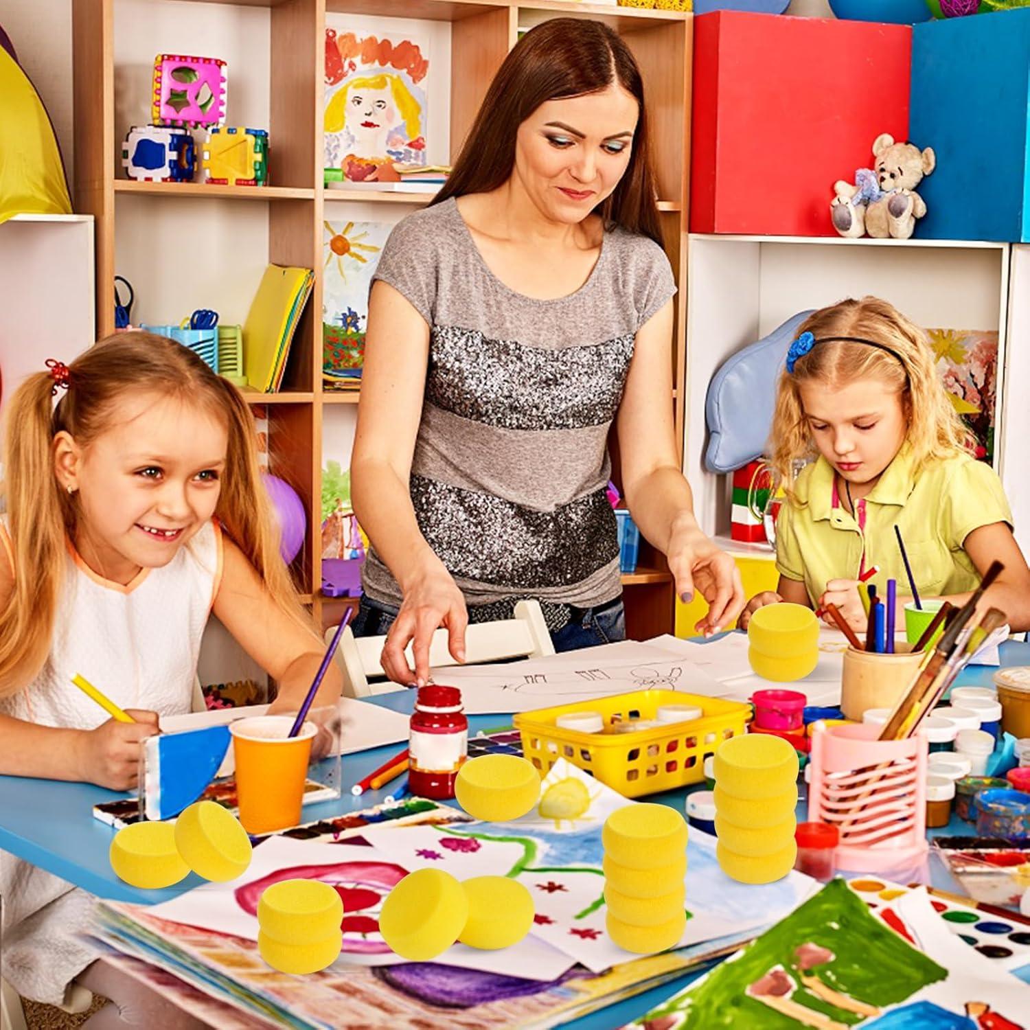 70 Esponjas Redondas Amarillas Aemygo para Pintura 7cm