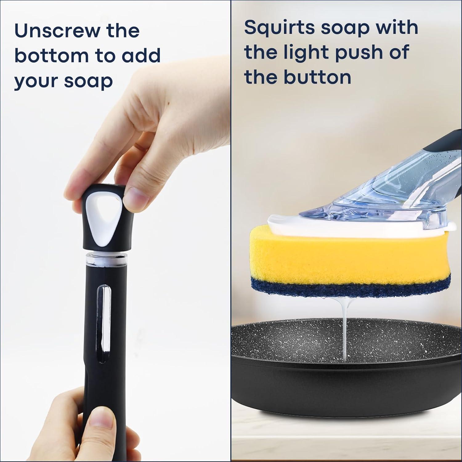 Juego de cepillo para platos RIMAY con dispensador de jabón y 2 recargas