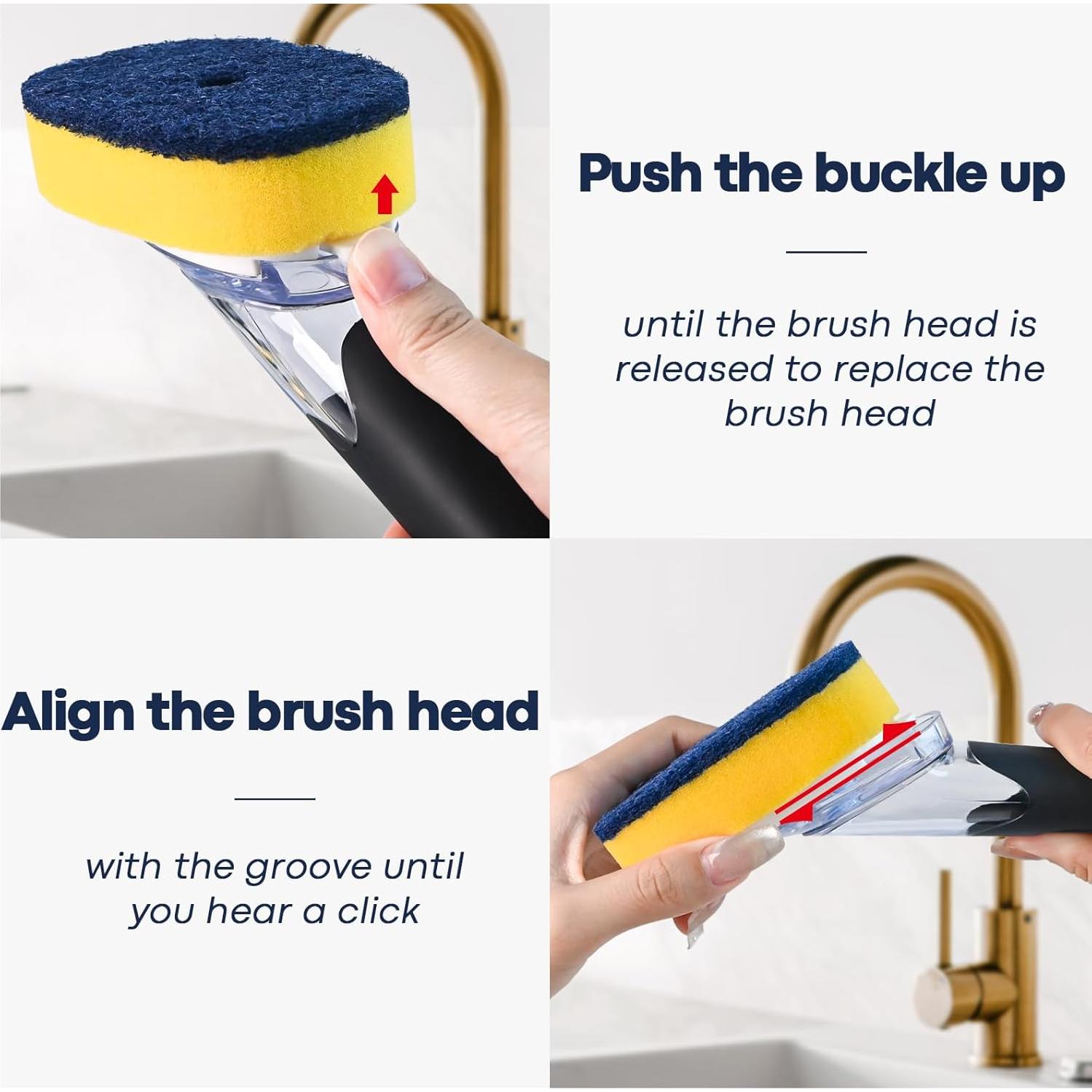 Juego de cepillo para platos RIMAY con dispensador de jabón y 2 recargas